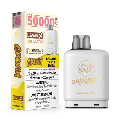 Cravin' Banana Triple Swirl by Level X Flavour Beast Unleashed G2 Ultra 50K