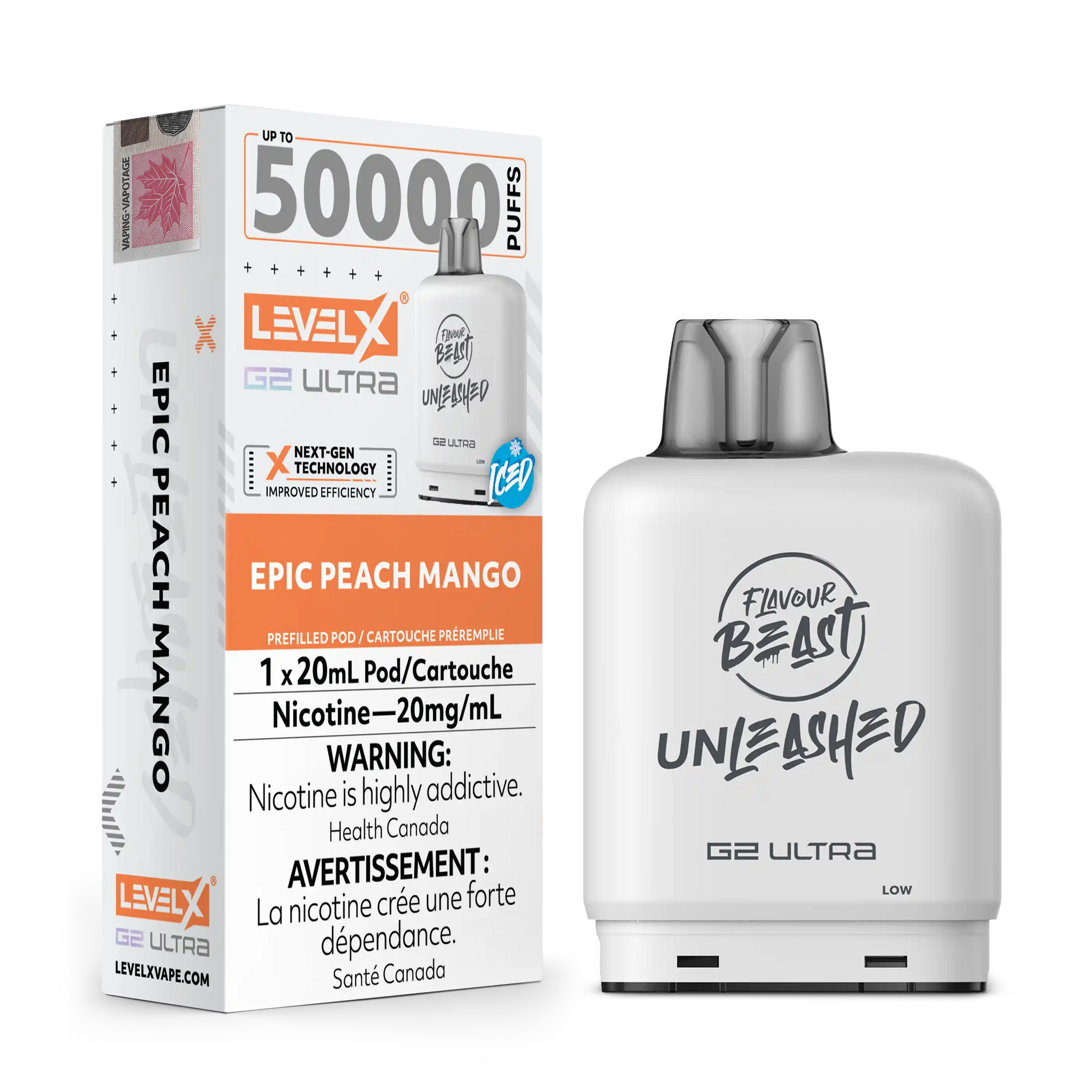 Epic Peach Mango by Level X Flavour Beast Unleashed G2 Ultra 50K