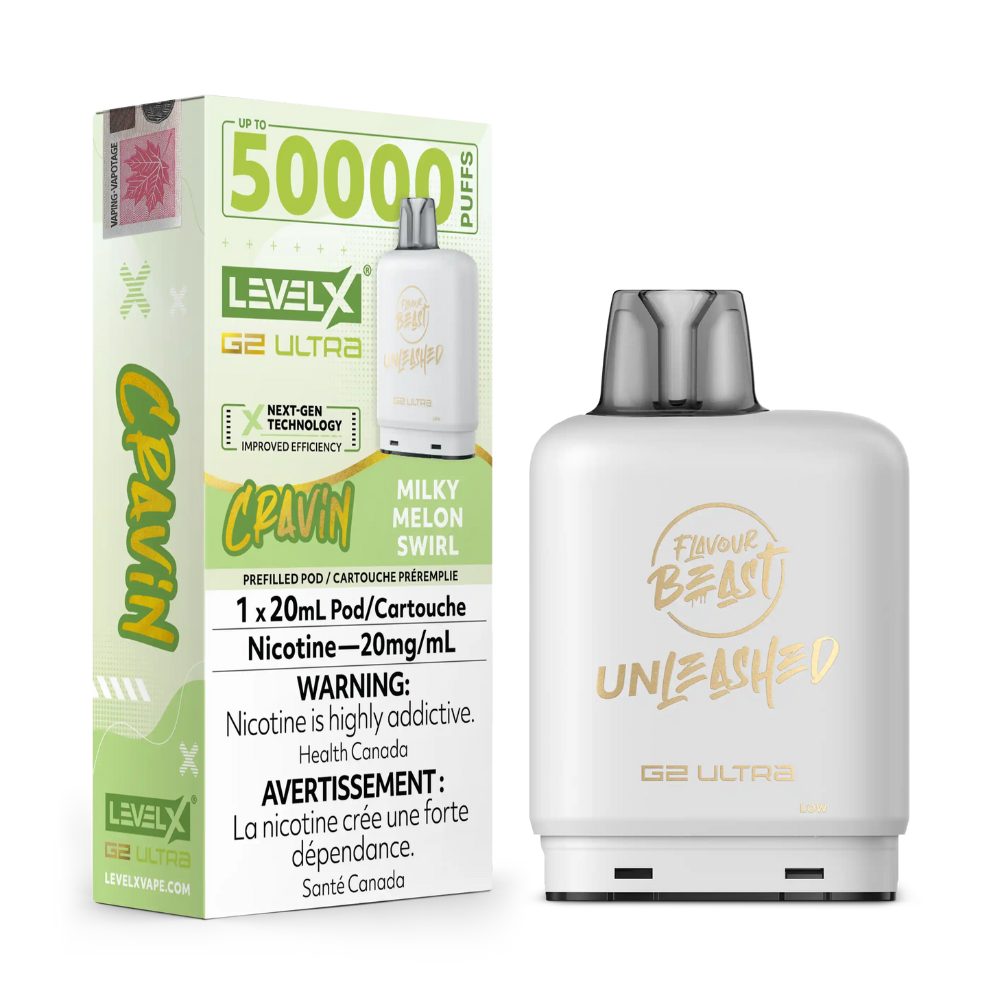 Cravin' Milky Melon Swirl by Level X Flavour Beast Unleashed G2 Ultra 50K