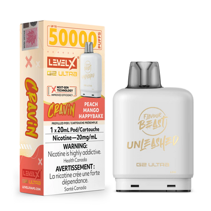 Cravin' Peach Mango Happybake by Level X Flavour Beast Unleashed G2 Ultra 50K