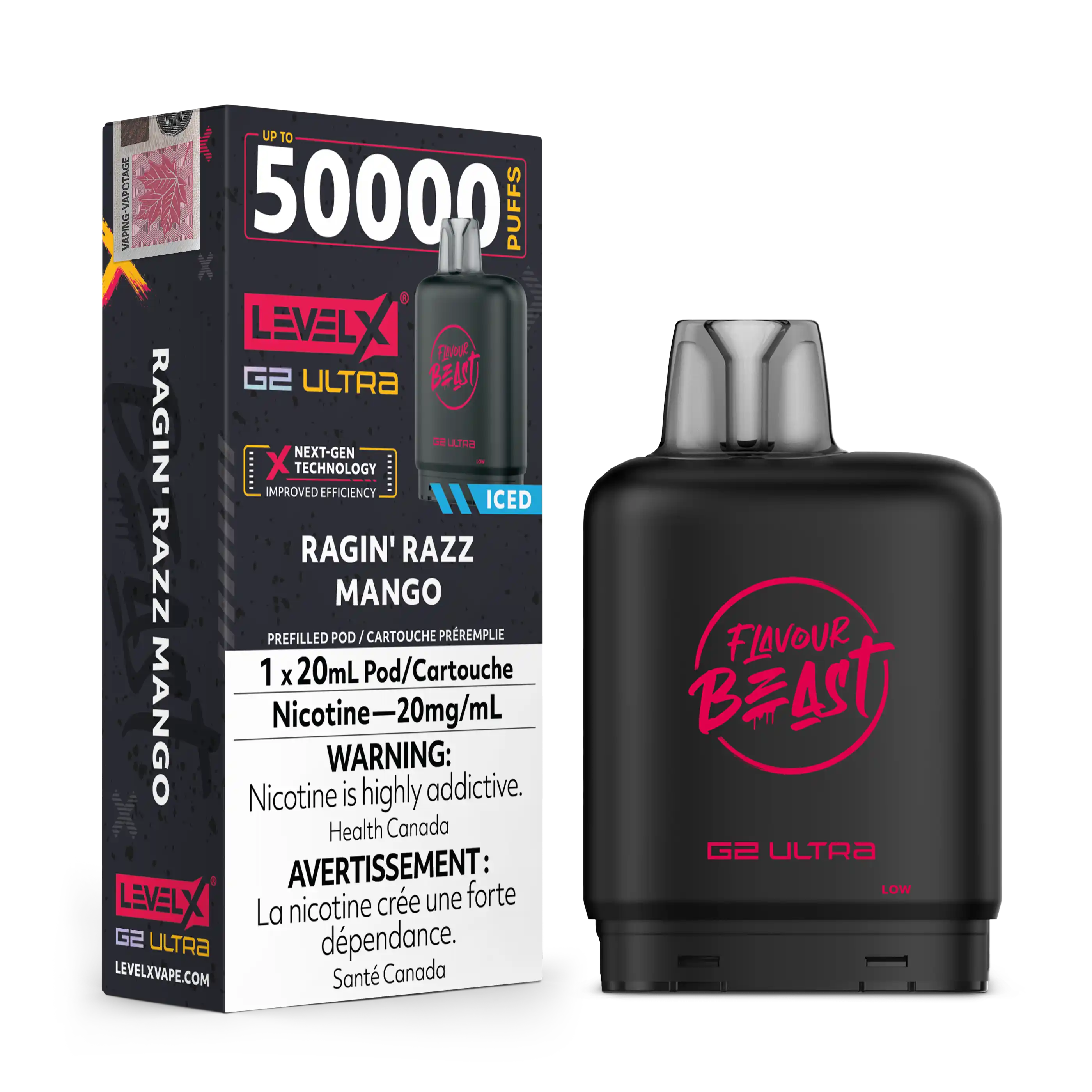 Ragin' Razz Mango by Level X Flavour Beast G2 Ultra 50K