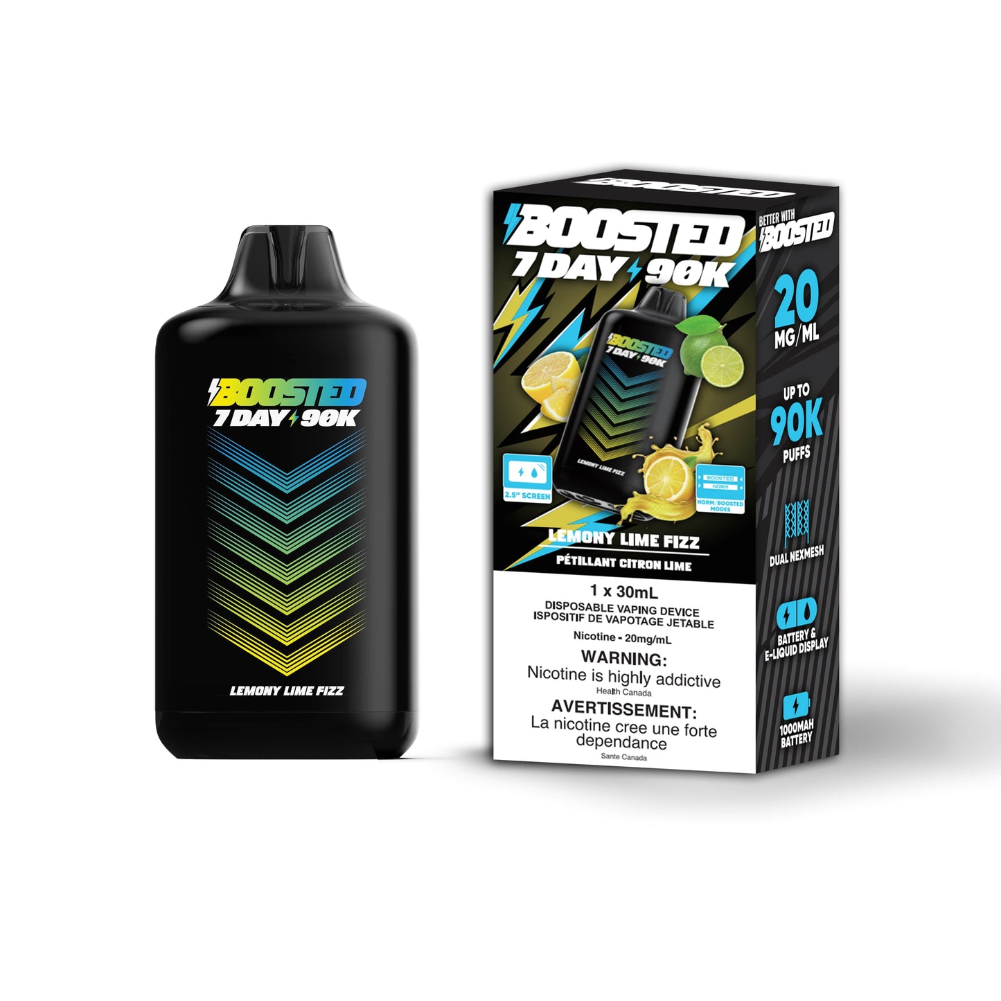 Lemony Lime Fizz Boosted 7 Day 90K - Disposable Vape