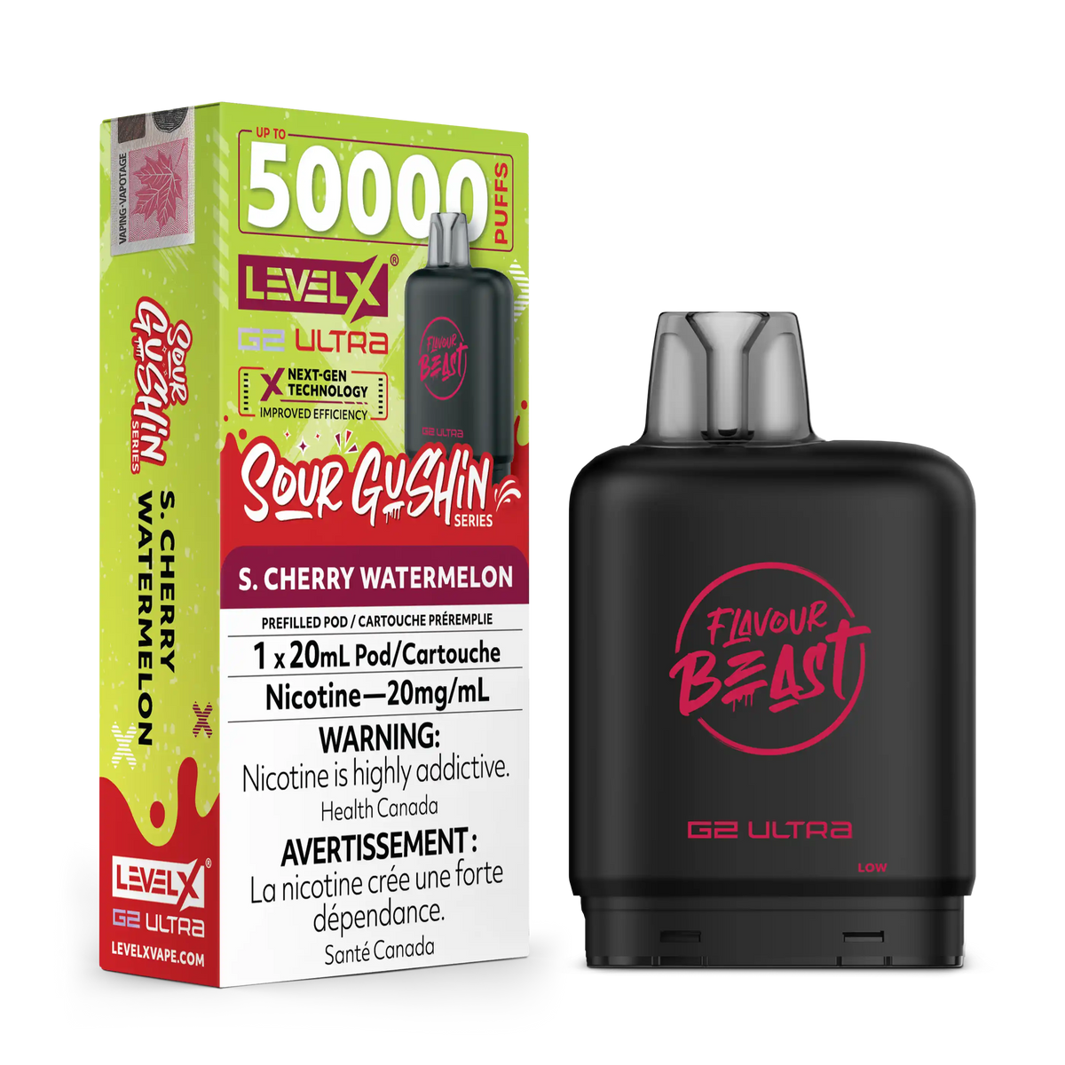 Sour Gushin Cherry Watermelon by Level X Flavour Beast G2 Ultra 50K