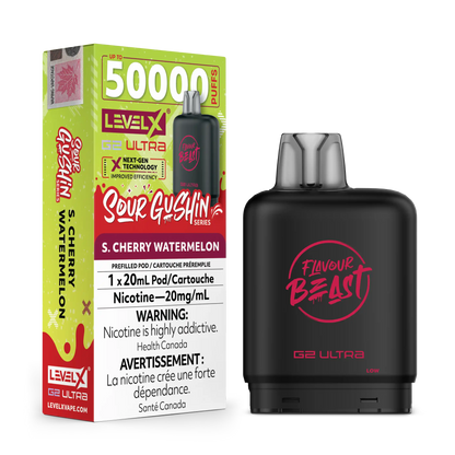 Sour Gushin Cherry Watermelon by Level X Flavour Beast G2 Ultra 50K