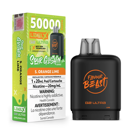 Sour Gushin Orange Lime by Level X Flavour Beast G2 Ultra 50K