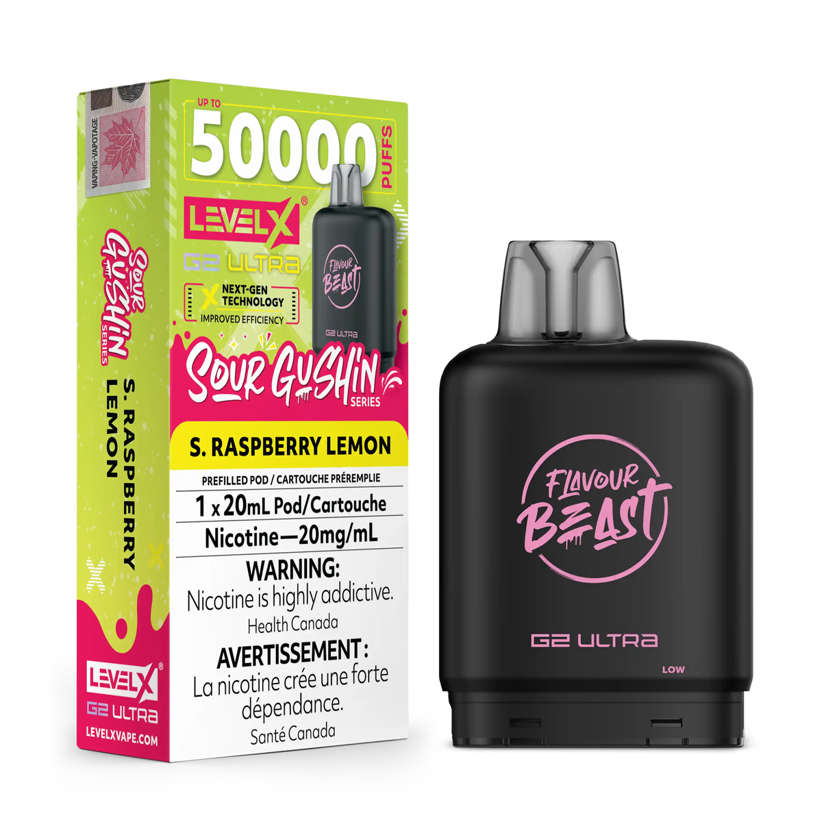 Sour Gushin Raspberry Lemon by Level X Flavour Beast G2 Ultra 50K