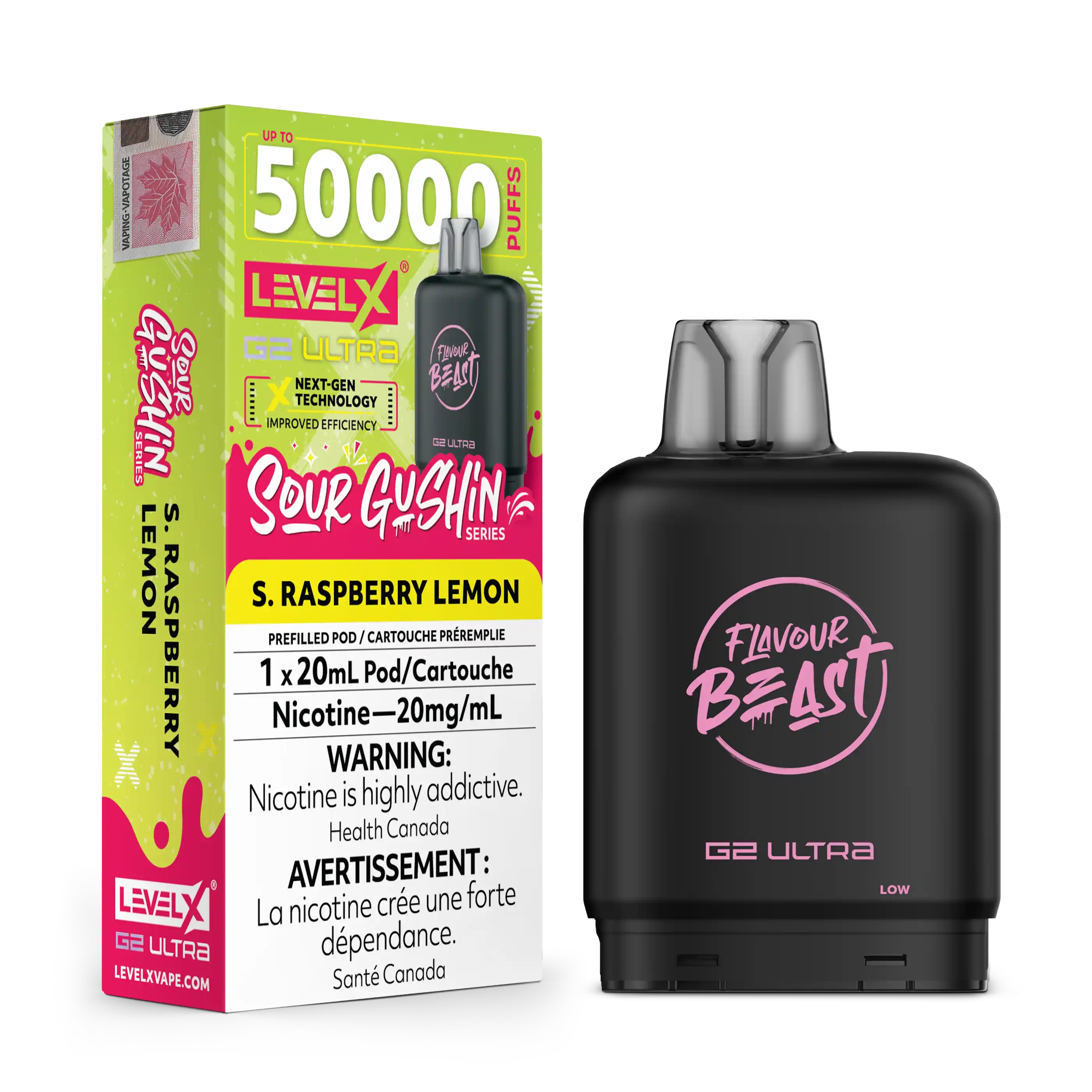 Sour Gushin Raspberry Lemon by Level X Flavour Beast G2 Ultra 50K
