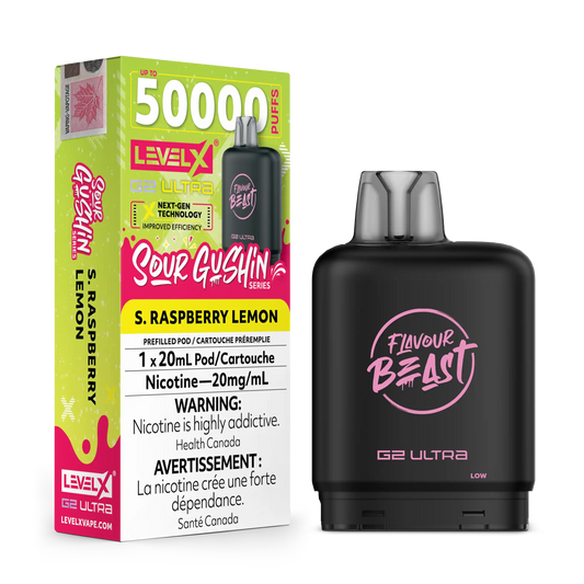 Sour Gushin Raspberry Lemon by Level X Flavour Beast G2 Ultra 50K