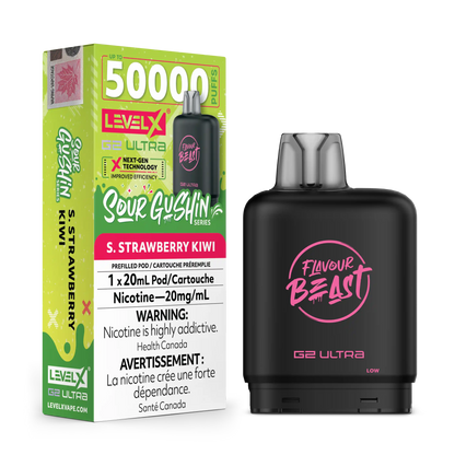 Sour Gushin Strawberry Kiwi by Level X Flavour Beast G2 Ultra 50K
