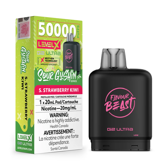 Sour Gushin Strawberry Kiwi by Level X Flavour Beast G2 Ultra 50K