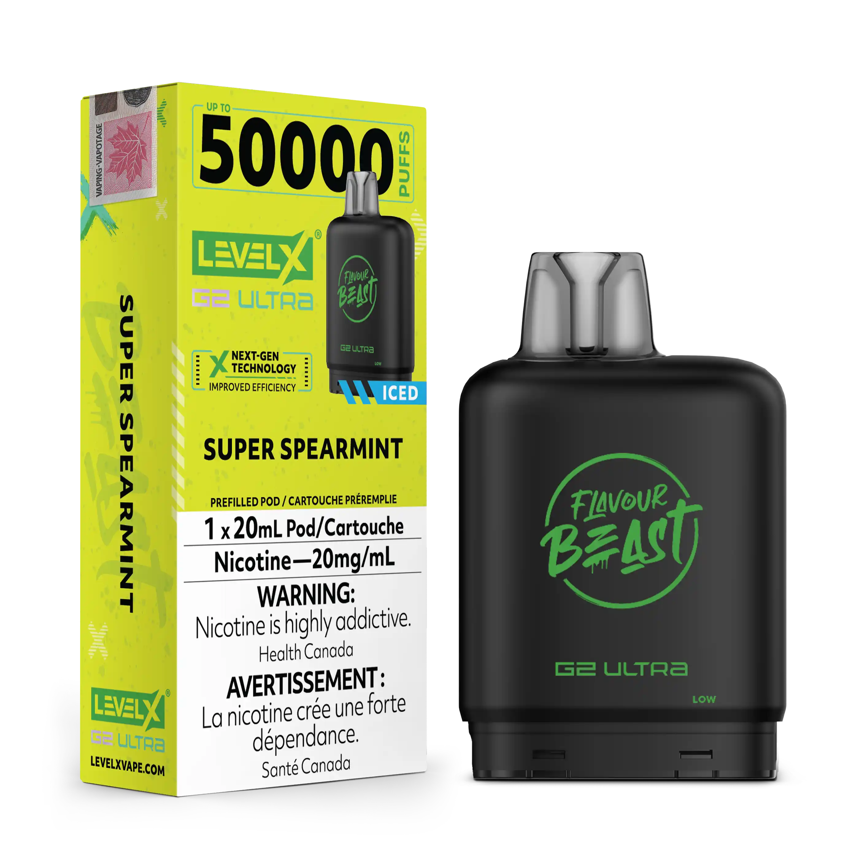 Super Spearmint Iced by Level X Flavour Beast G2 Ultra 50K by LEVEL X BY FLAVOUR BEAST