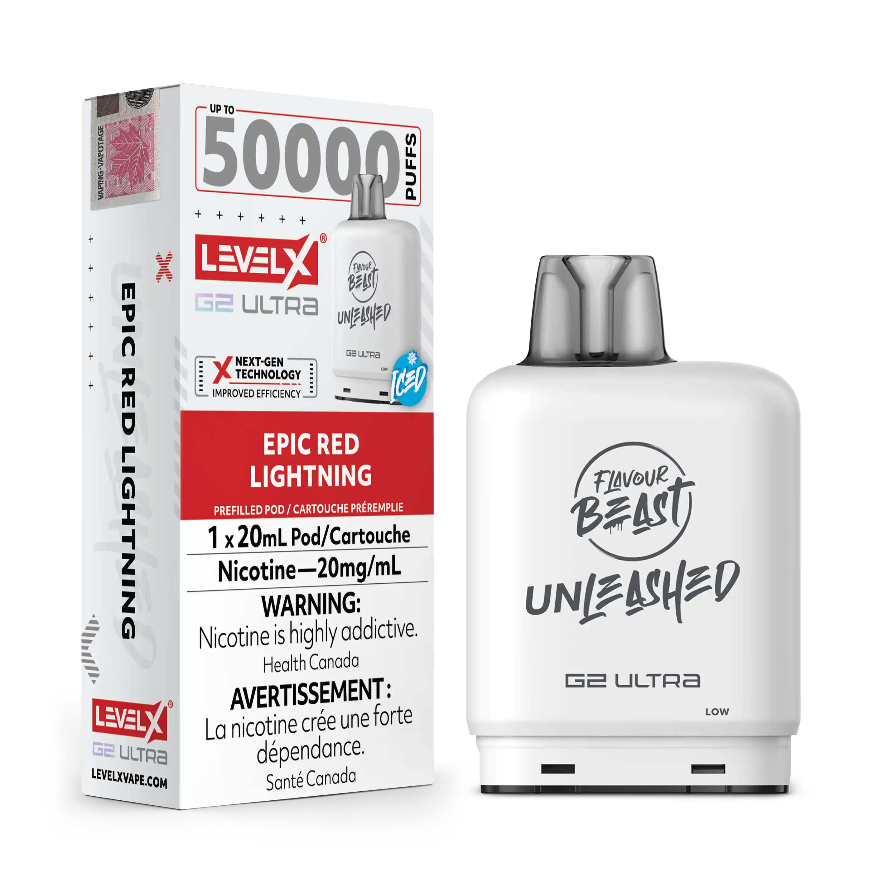 Epic Red Lightning Iced by Level X Flavour Beast Unleashed G2 Ultra 50K