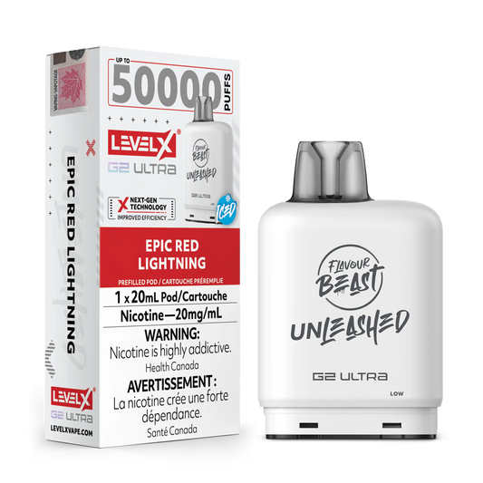 Epic Red Lightning Iced by Level X Flavour Beast Unleashed G2 Ultra 50K