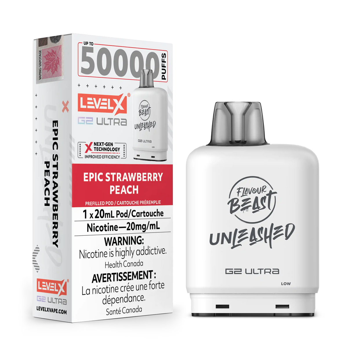 Epic Strawberry Peach by Level X Flavour Beast Unleashed G2 Ultra 50K