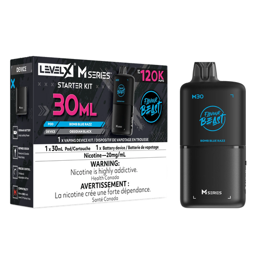 Bomb Blue Razz Level X M Series Starter Kit 30mL 120K Pod