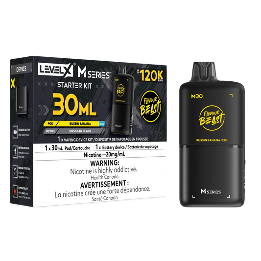 Bussin Banana Iced Level X M Series Starter Kit 30mL 120K Pod
