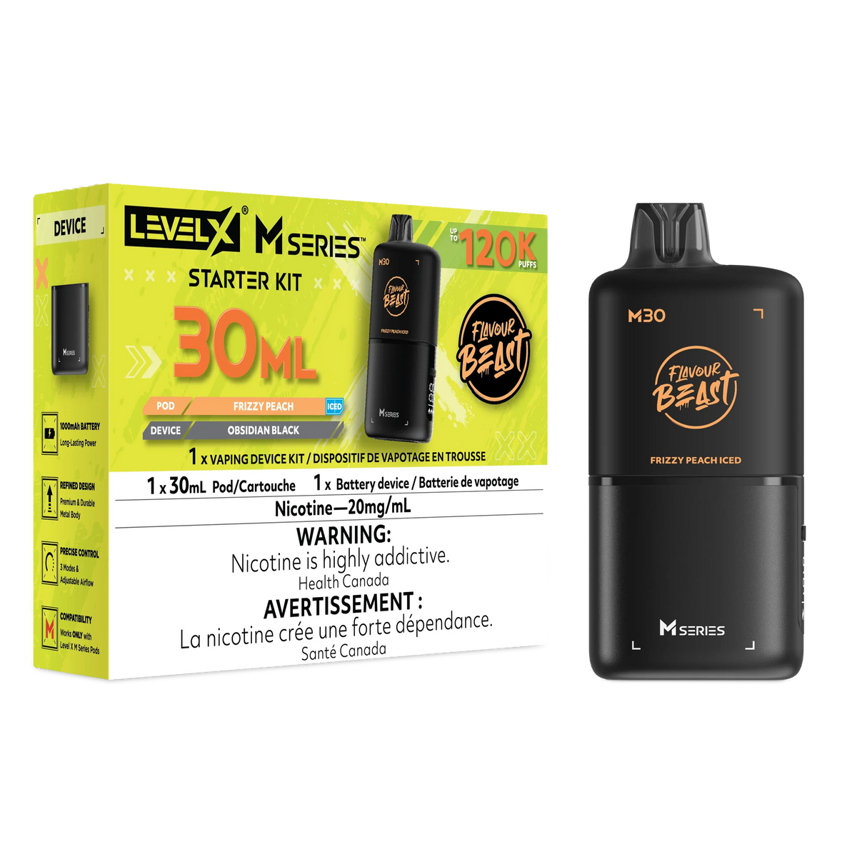 Fizzy Peach Iced Level X M Series Starter Kit 30mL 120K Pod