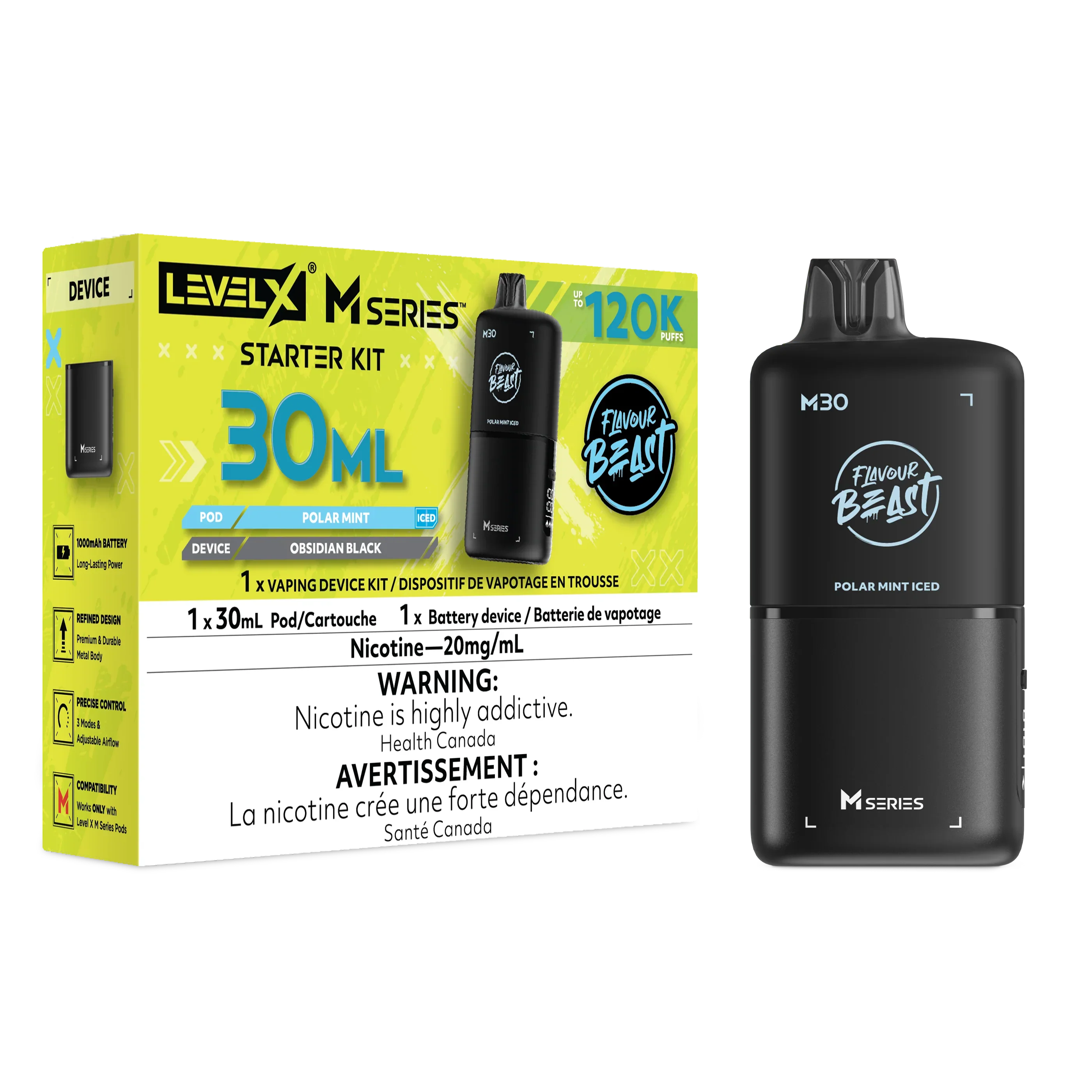Polar Mint Iced Level X M Series Starter Kit 30mL 120K Pod