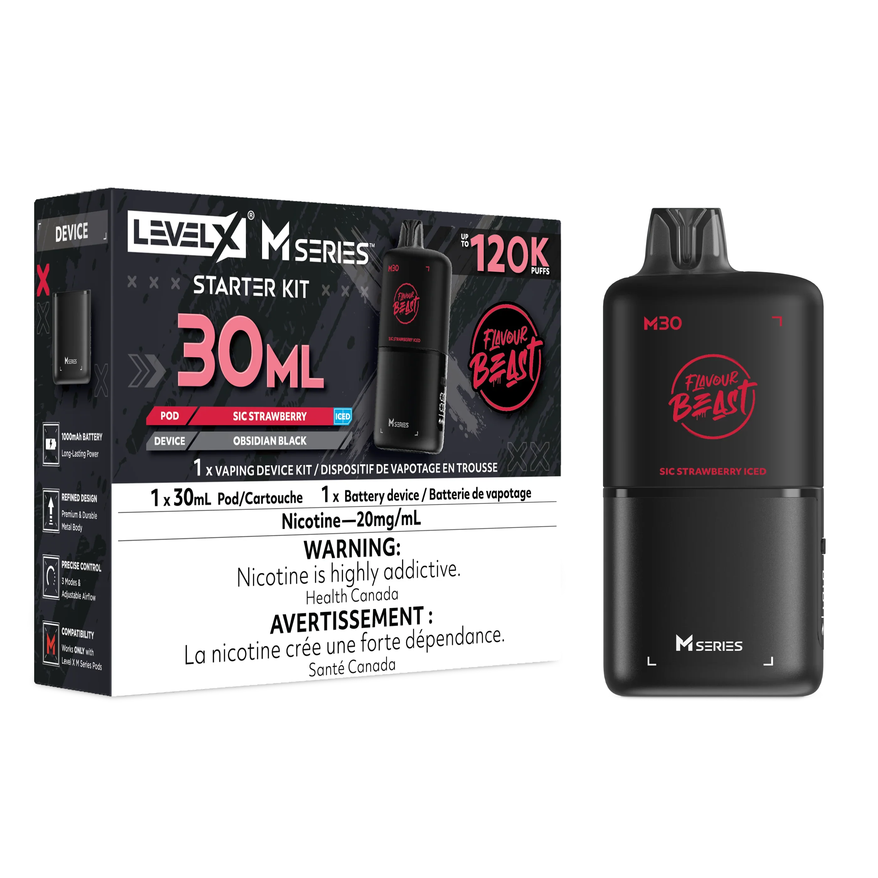 Sic Strawberry Iced Level X M Series Starter Kit 30mL 120K Pod