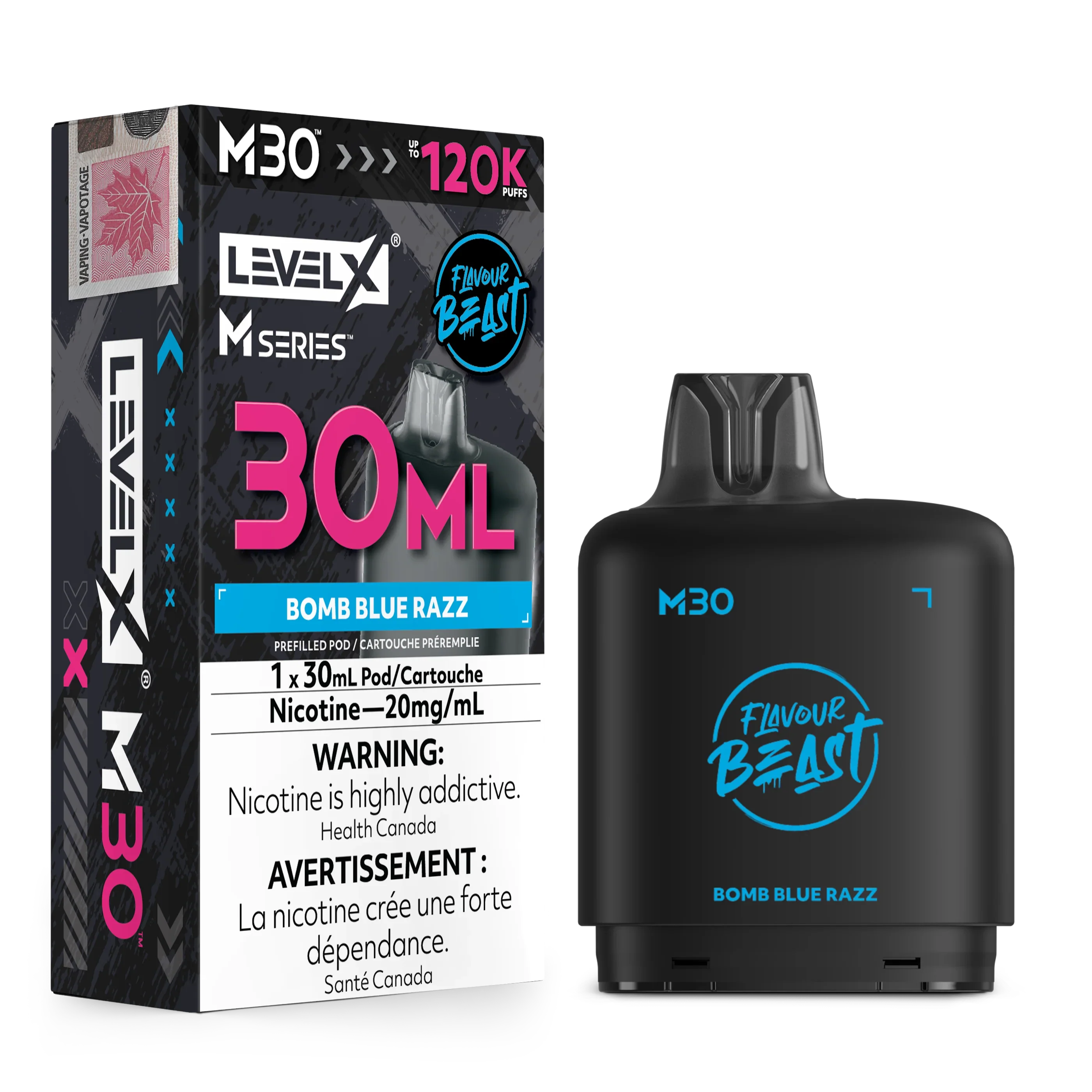Bomb Blue Razz Level X M Series Pod 30mL 120K Pod