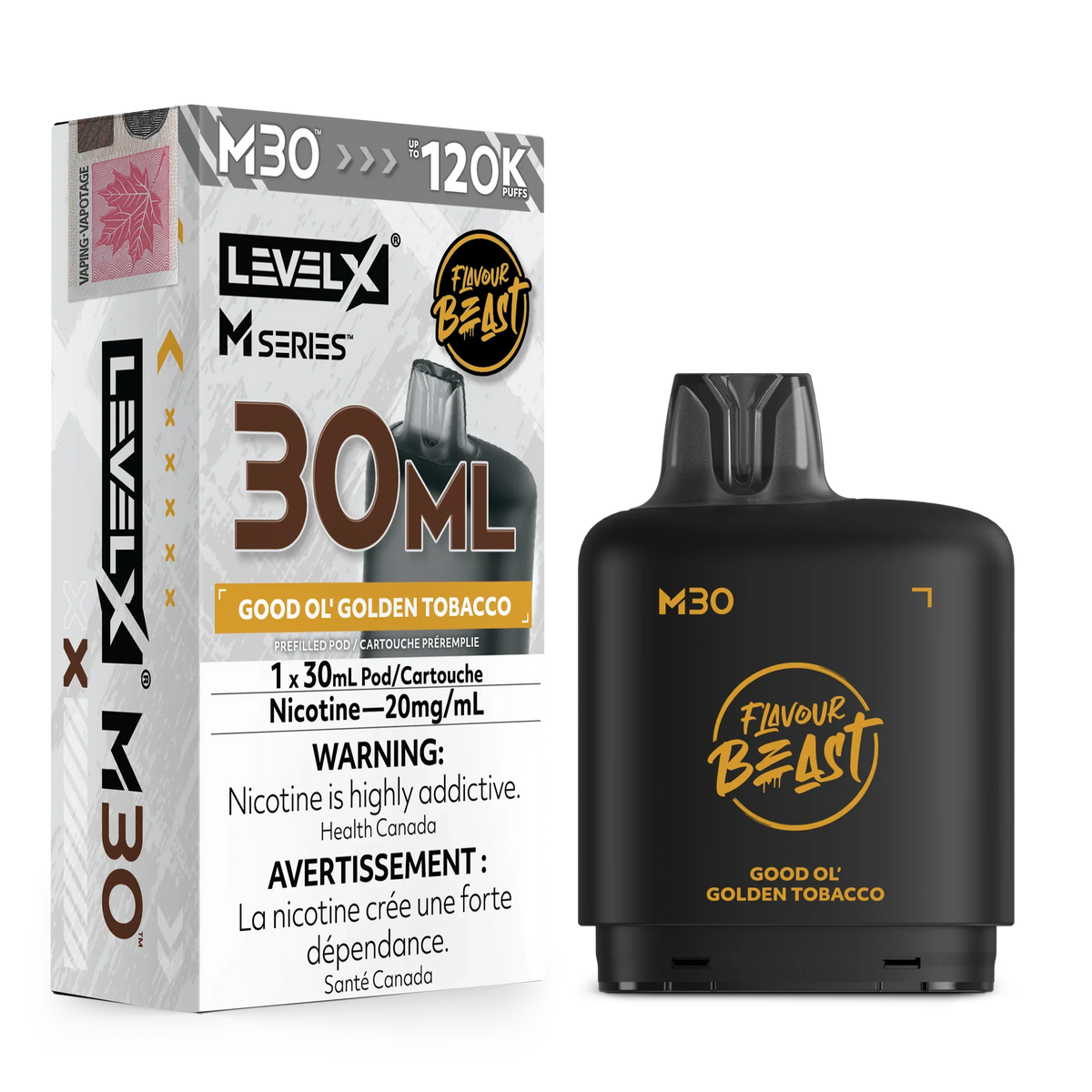 Good Ol' Golden Tobacco Level X M Series Pod 30mL 120K Pod