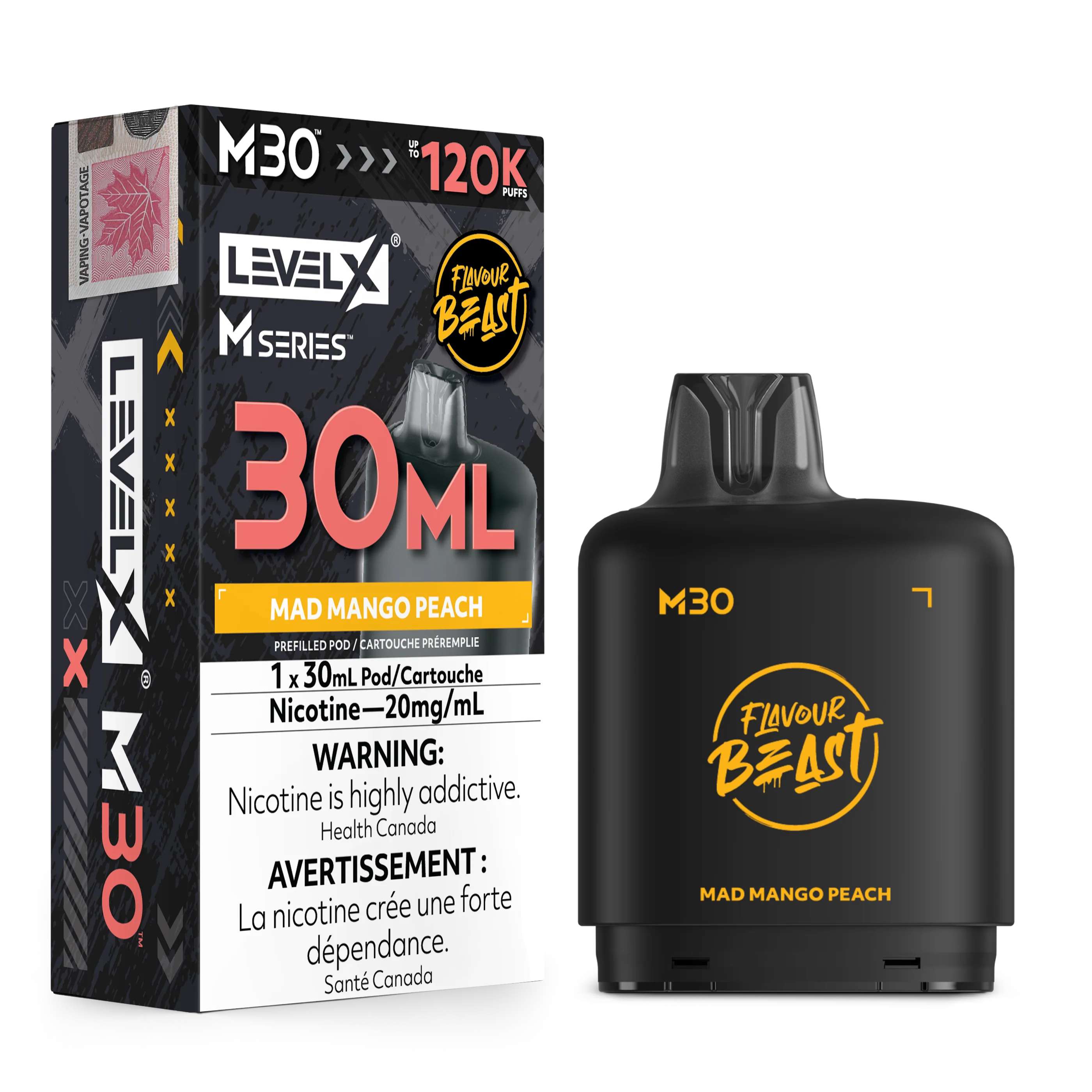 Mad Mango Peach Level X M Series Pod 30mL 120K Pod
