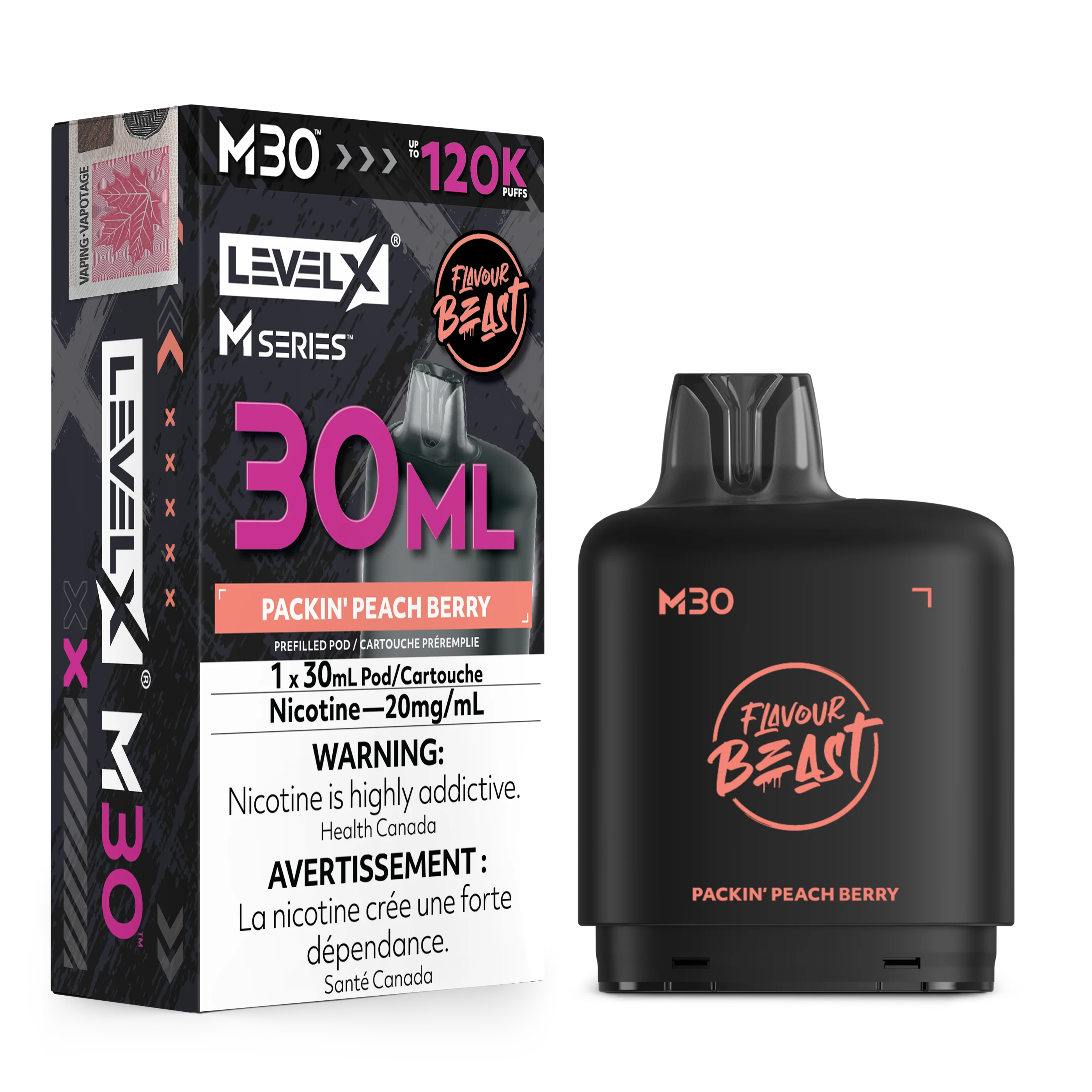Packin' Peach Berry Level X M Series Pod 30mL 120K Pod