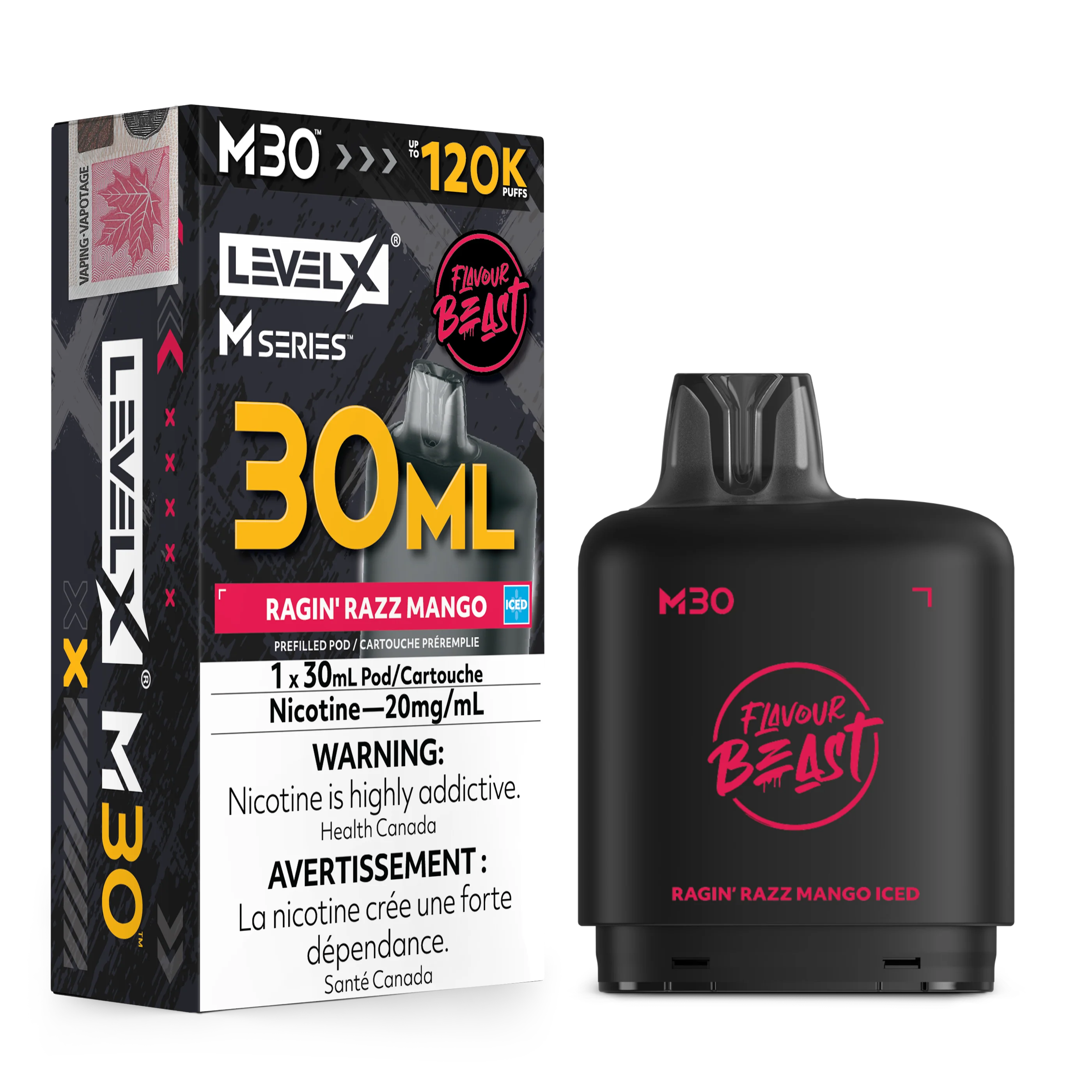 Ragin' Razz Mango Iced Level X M Series Pod 30mL 120K Pod