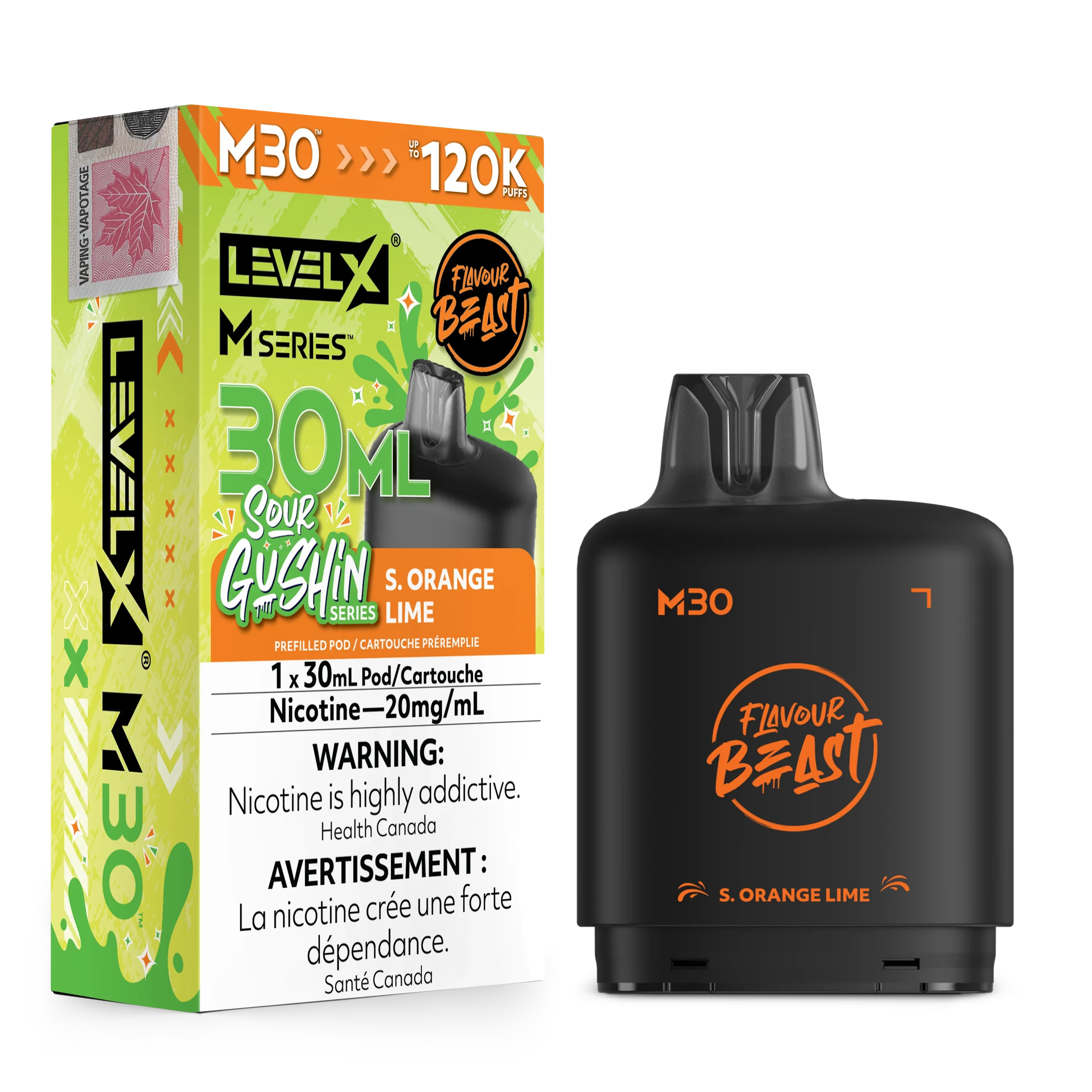 S.Gushin Orange Lime Level X M Series Pod 30mL 120K Pod