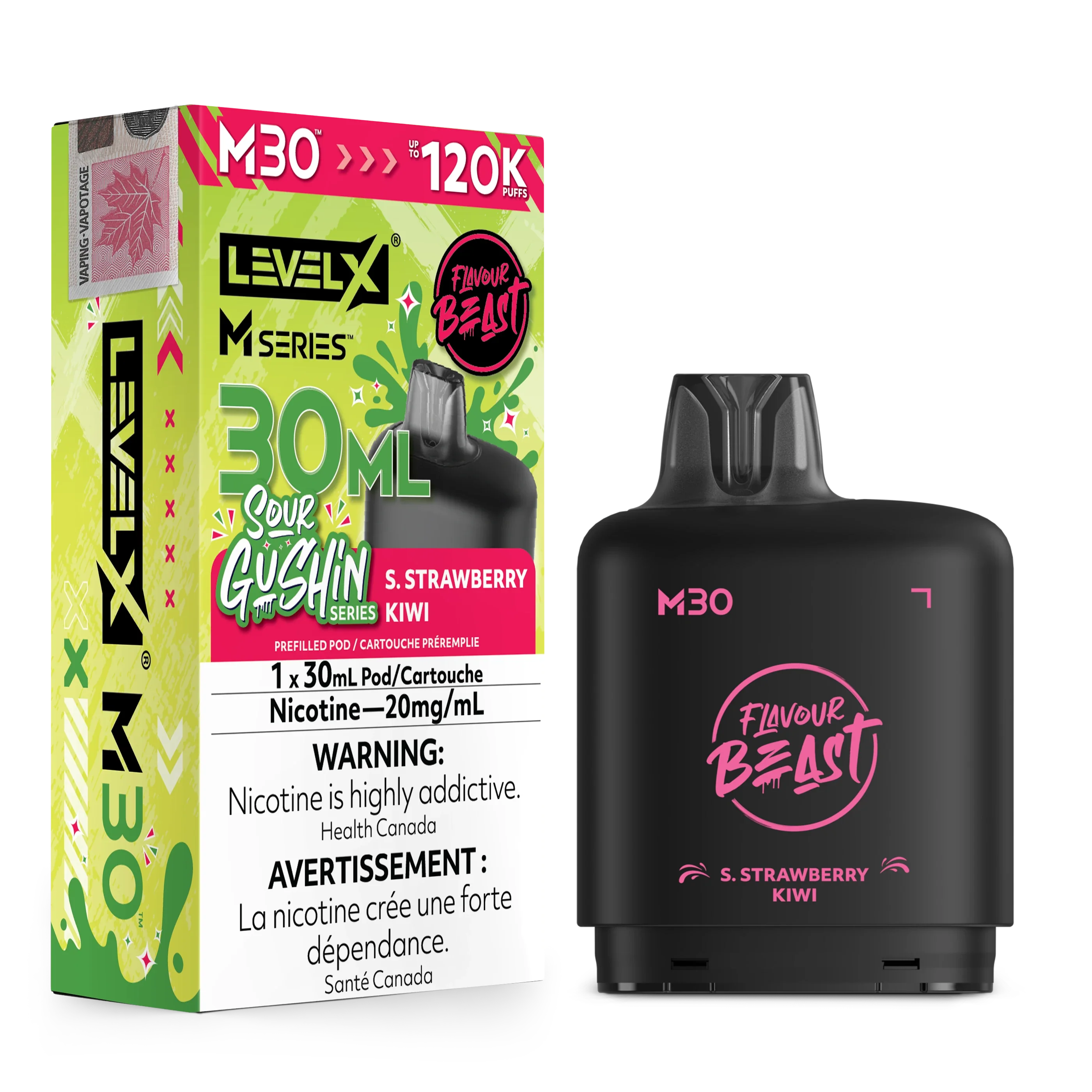 S.Gushin Strawberry Kiwi Level X M Series Pod 30mL 120K Pod
