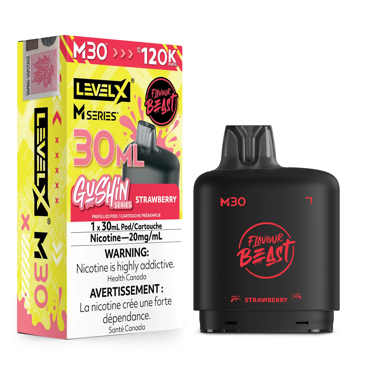 Gushin Strawberry Level X M Series Pod 30mL 120K Pod