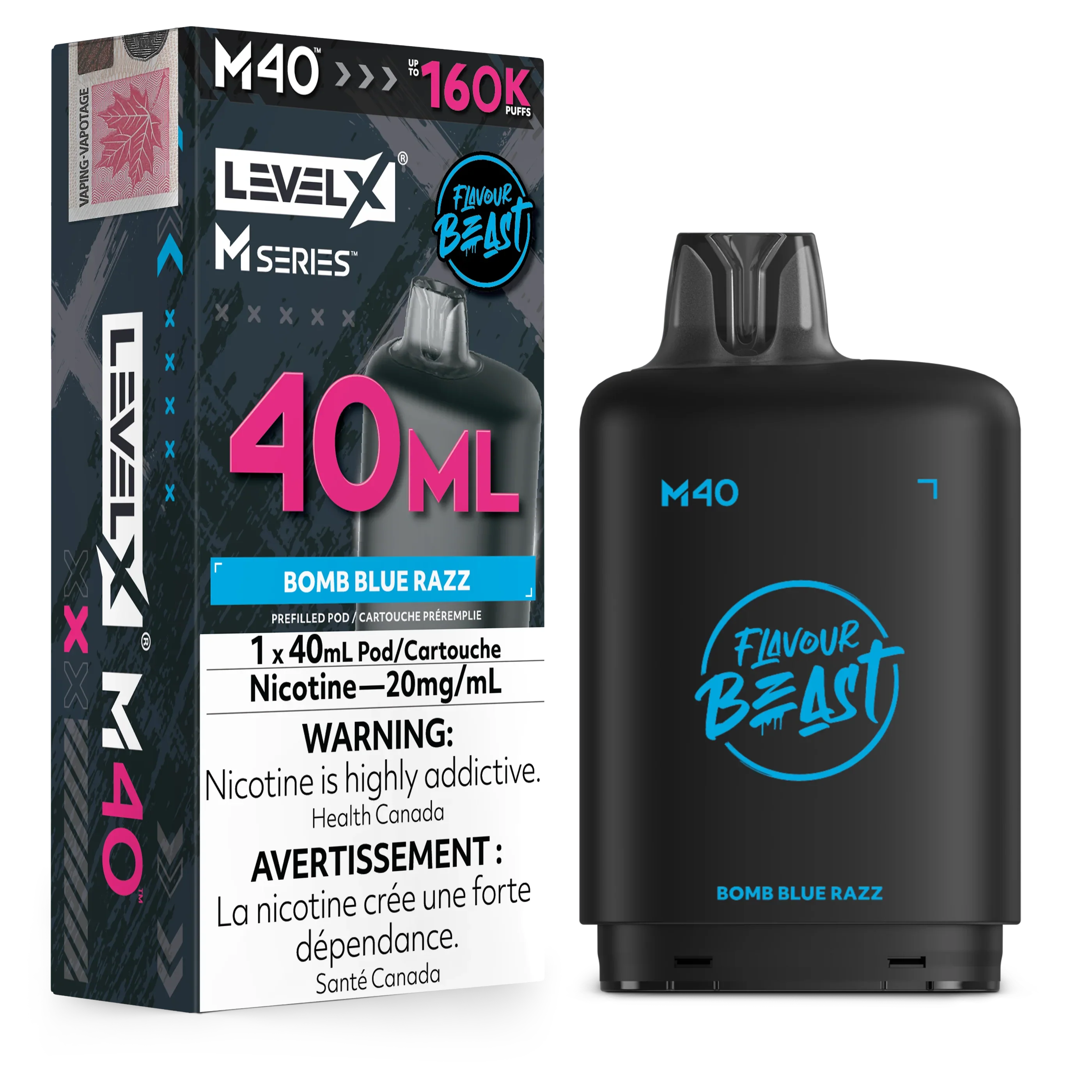 Bomb Blue Razz Level X M Series Pod 40mL 160K Pod