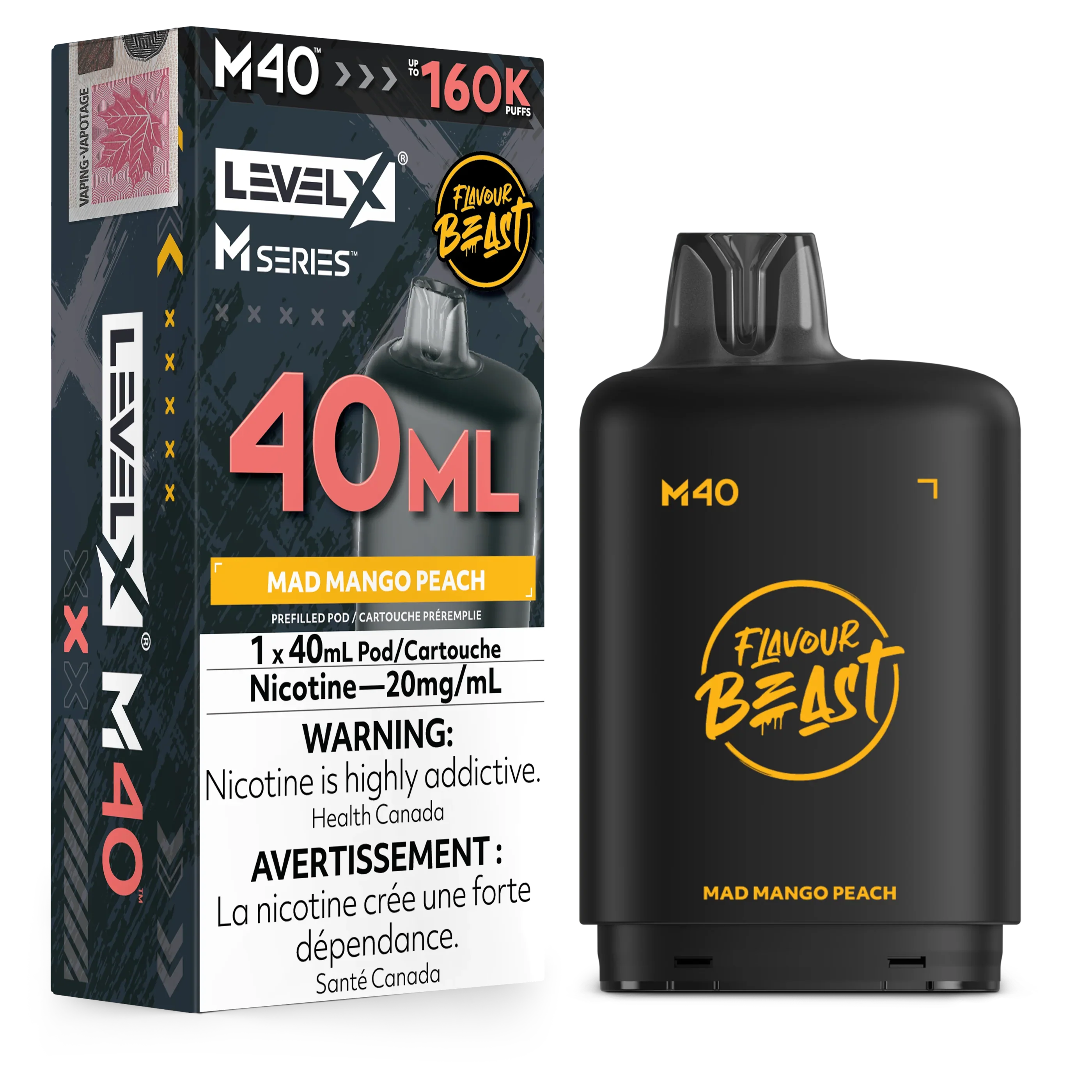 Mad Mango Peach Level X M Series Pod 40mL 160K Pod