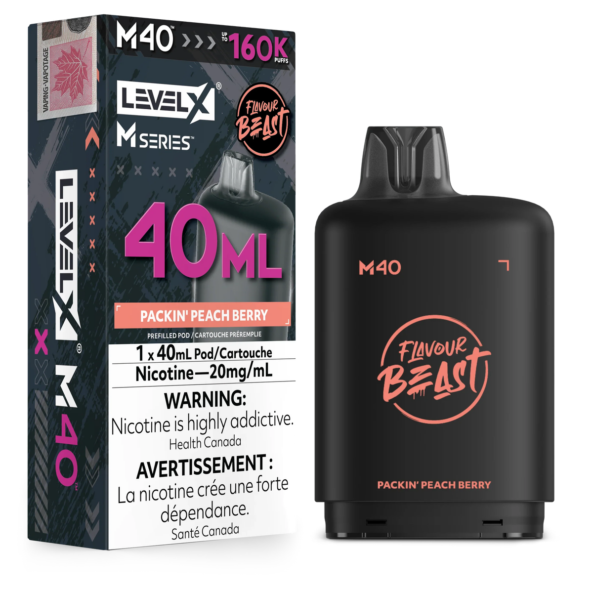 Packin' Peach Berry Level X M Series Pod 40mL 160K Pod