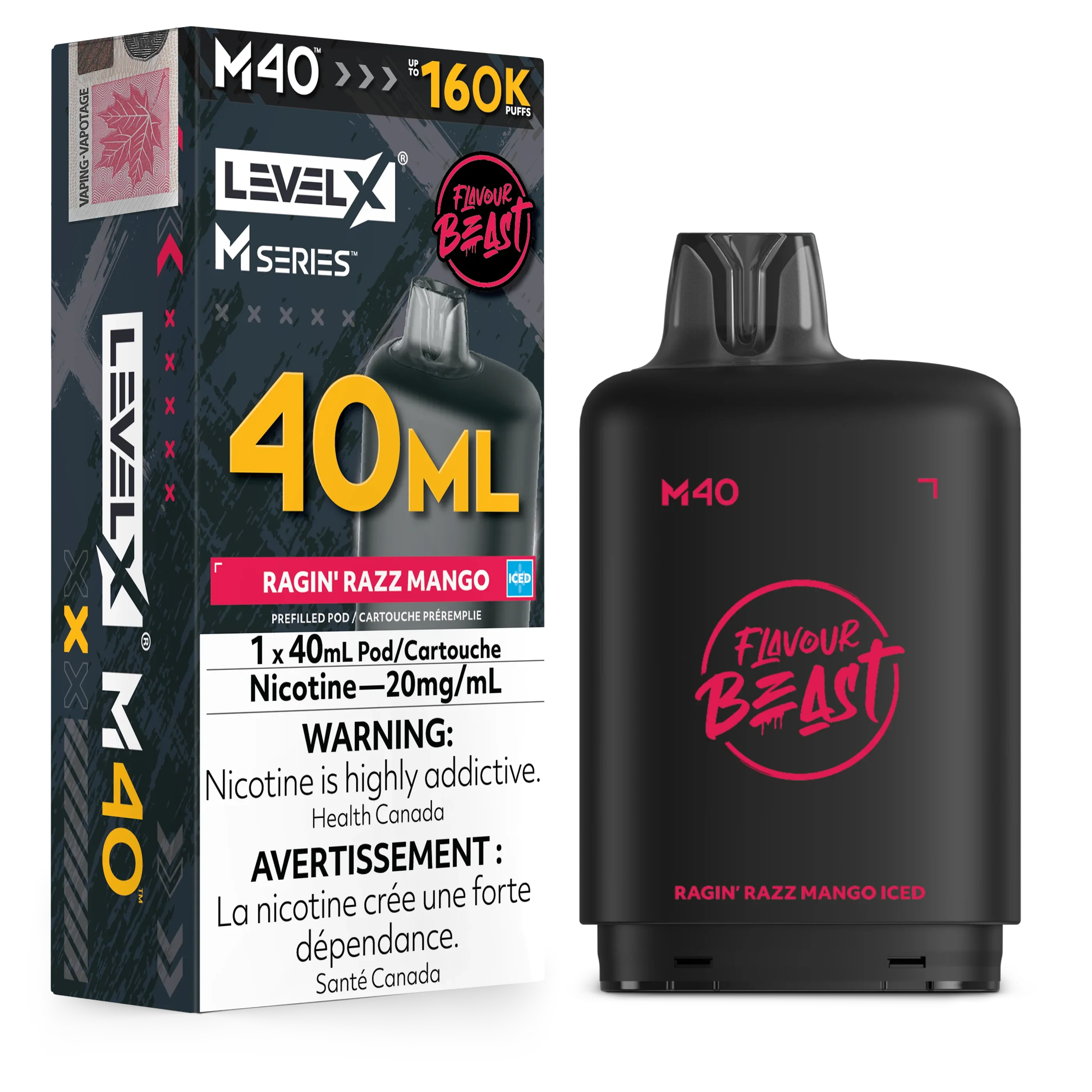 Ragin' Razz Mango Iced Level X M Series Pod 40mL 160K Pod