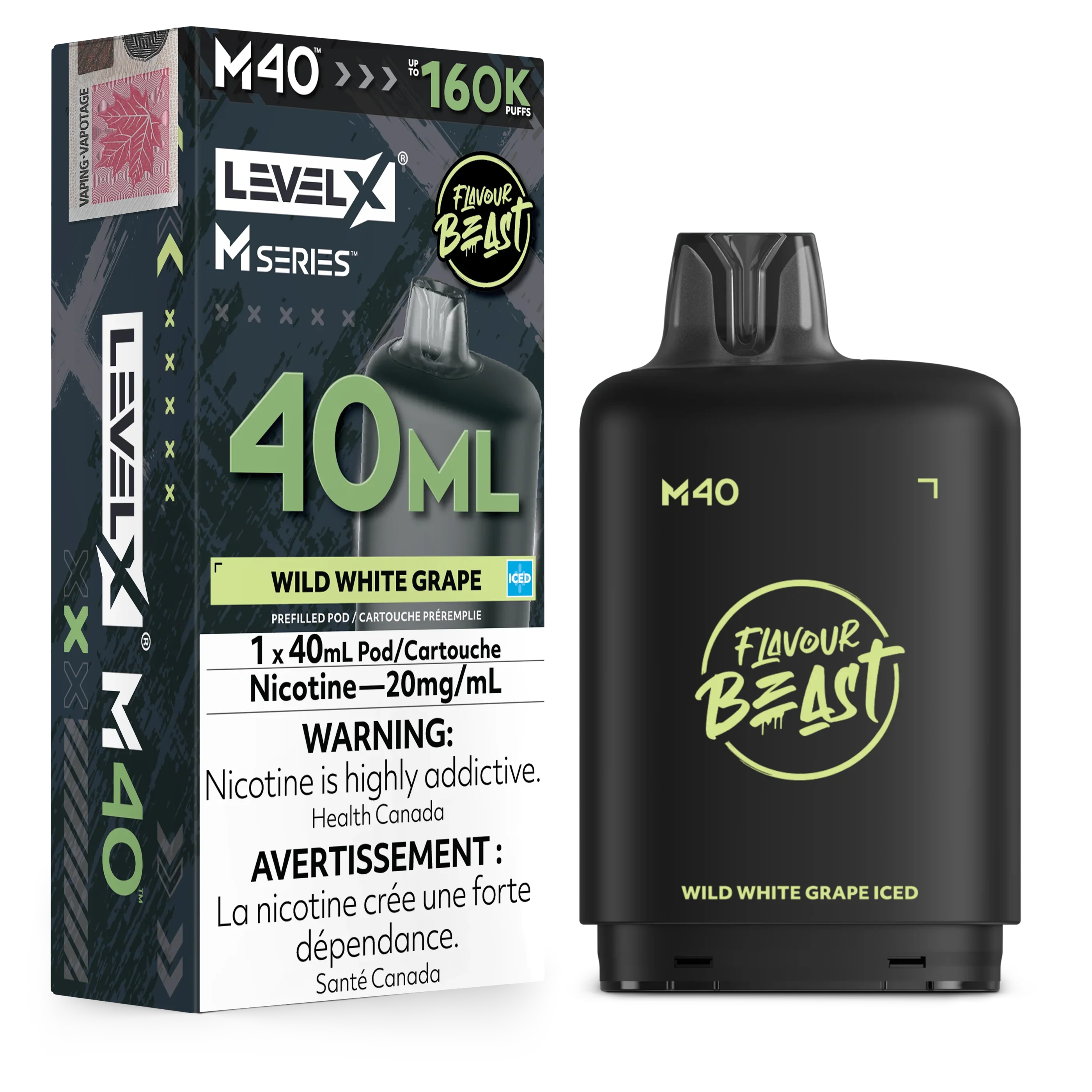 Wild White Grape Iced Level X M Series Pod 40mL 160K Pod