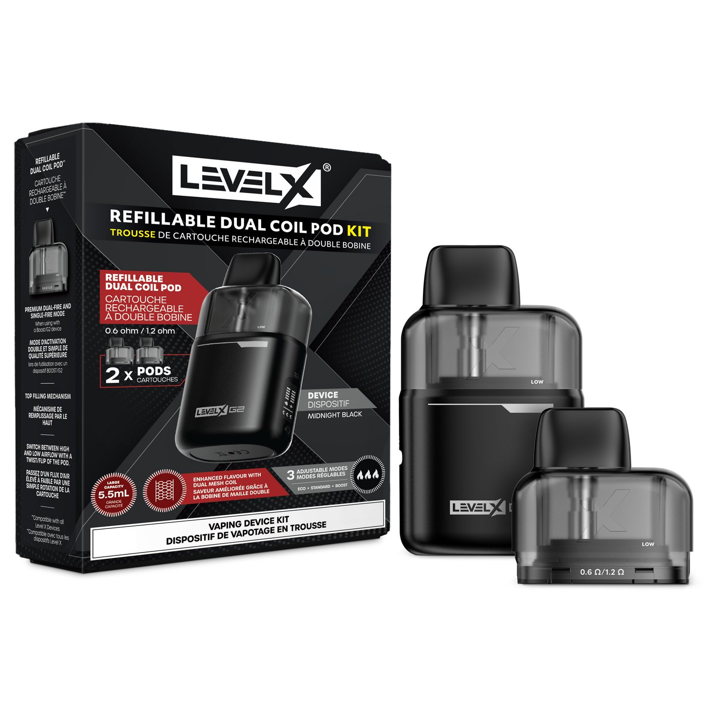 Level X Boost G2 Device + 2 Refillable Pods (5.5mL)