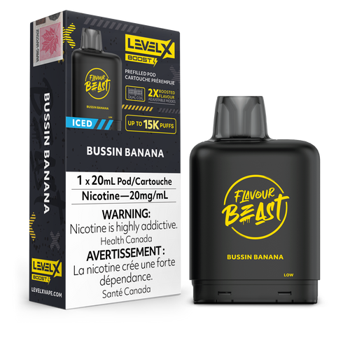 Level X - Flavour Beast Boost Pods (15k puffs) - Bussin Banana Iced