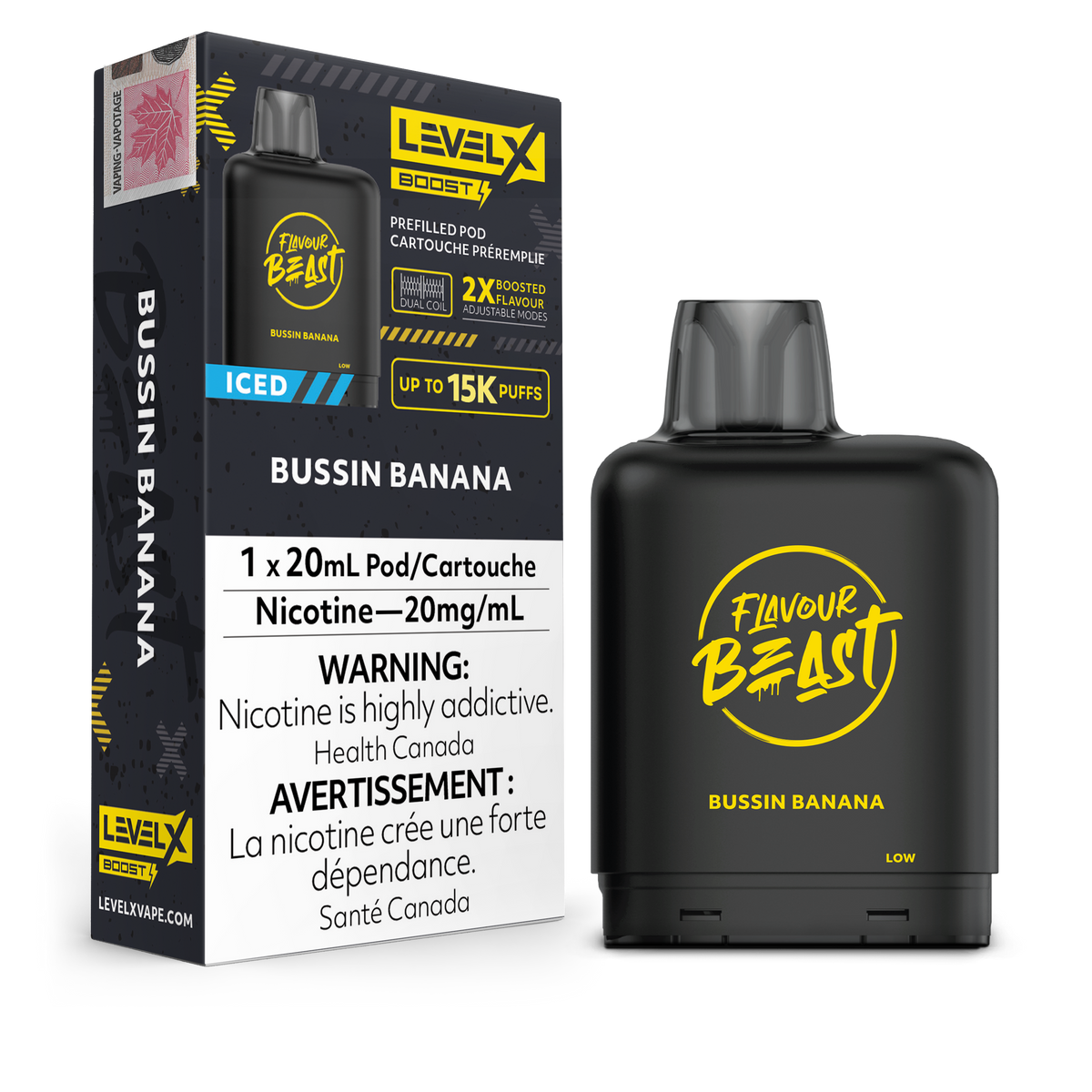 Level X - Flavour Beast Boost Pods (15k puffs) - STR8UP Strawberry Banana Iced