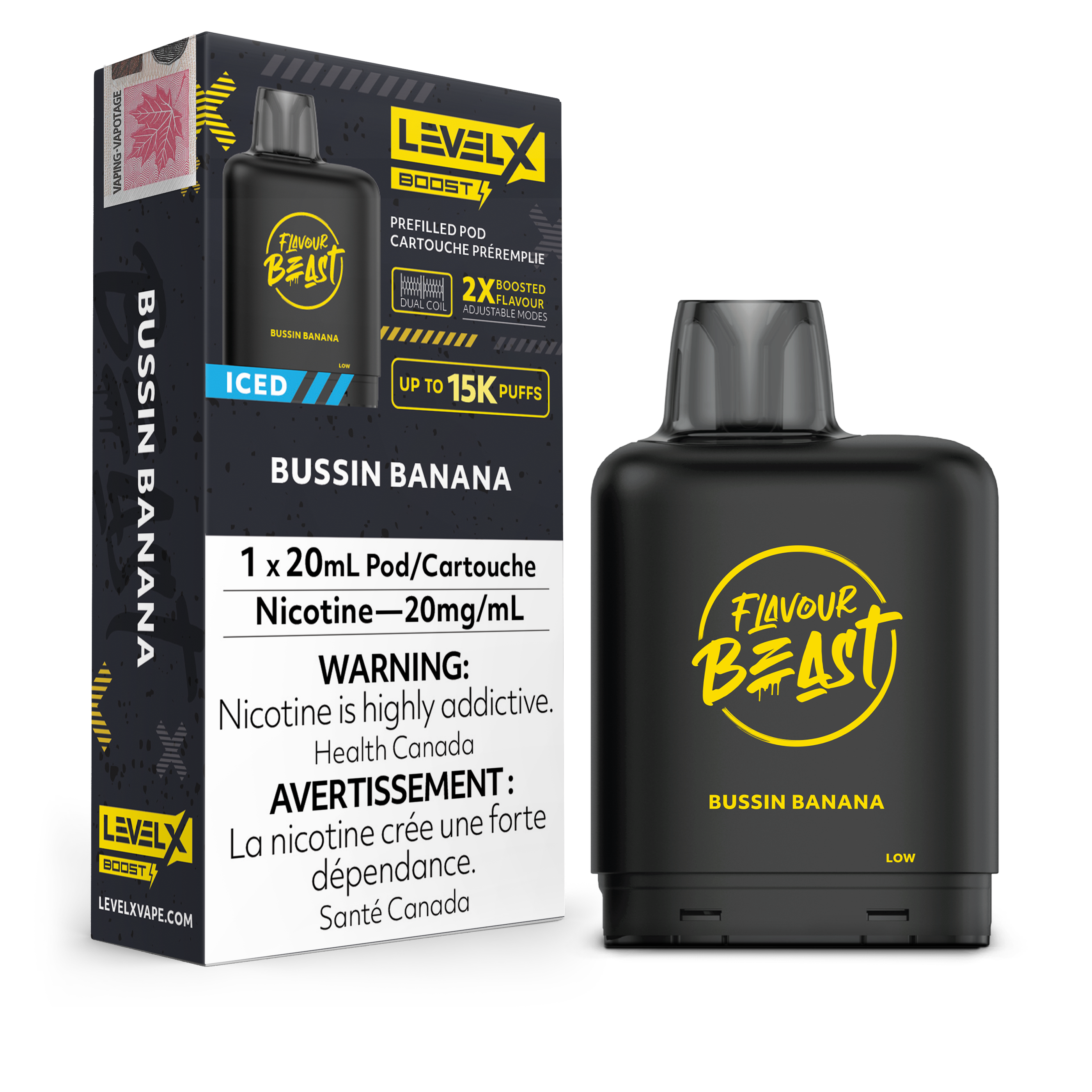 Level X - Flavour Beast Boost Pods (15k puffs) - STR8UP Strawberry Banana Iced
