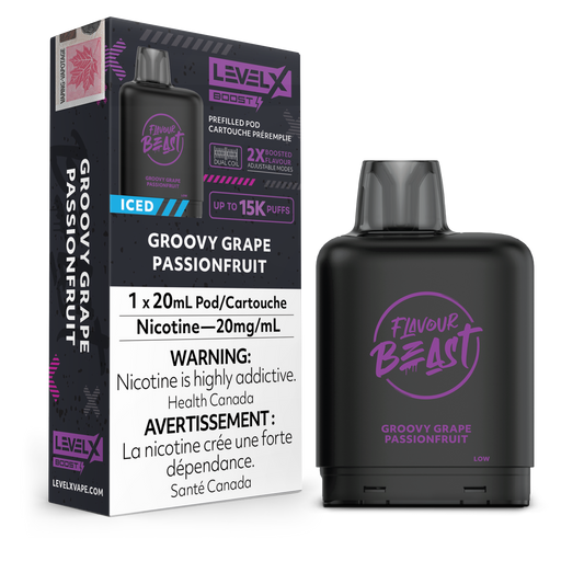 Level X - Flavour Beast Boost Pods (15k puffs) - Groovy Grape Passionfruit Iced