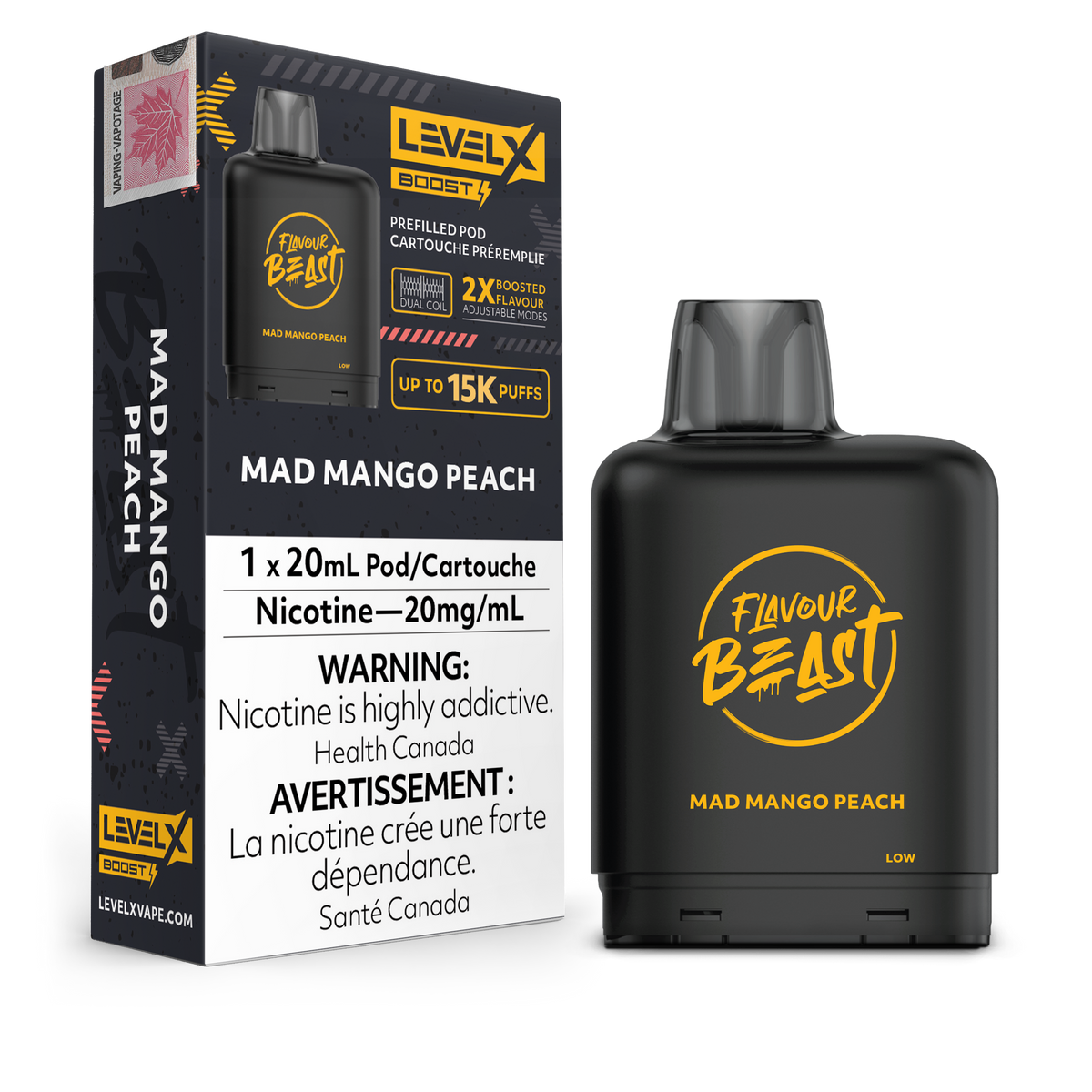 Level X - Flavour Beast Boost Pods (15k puffs) - Super Sour Peach Iced
