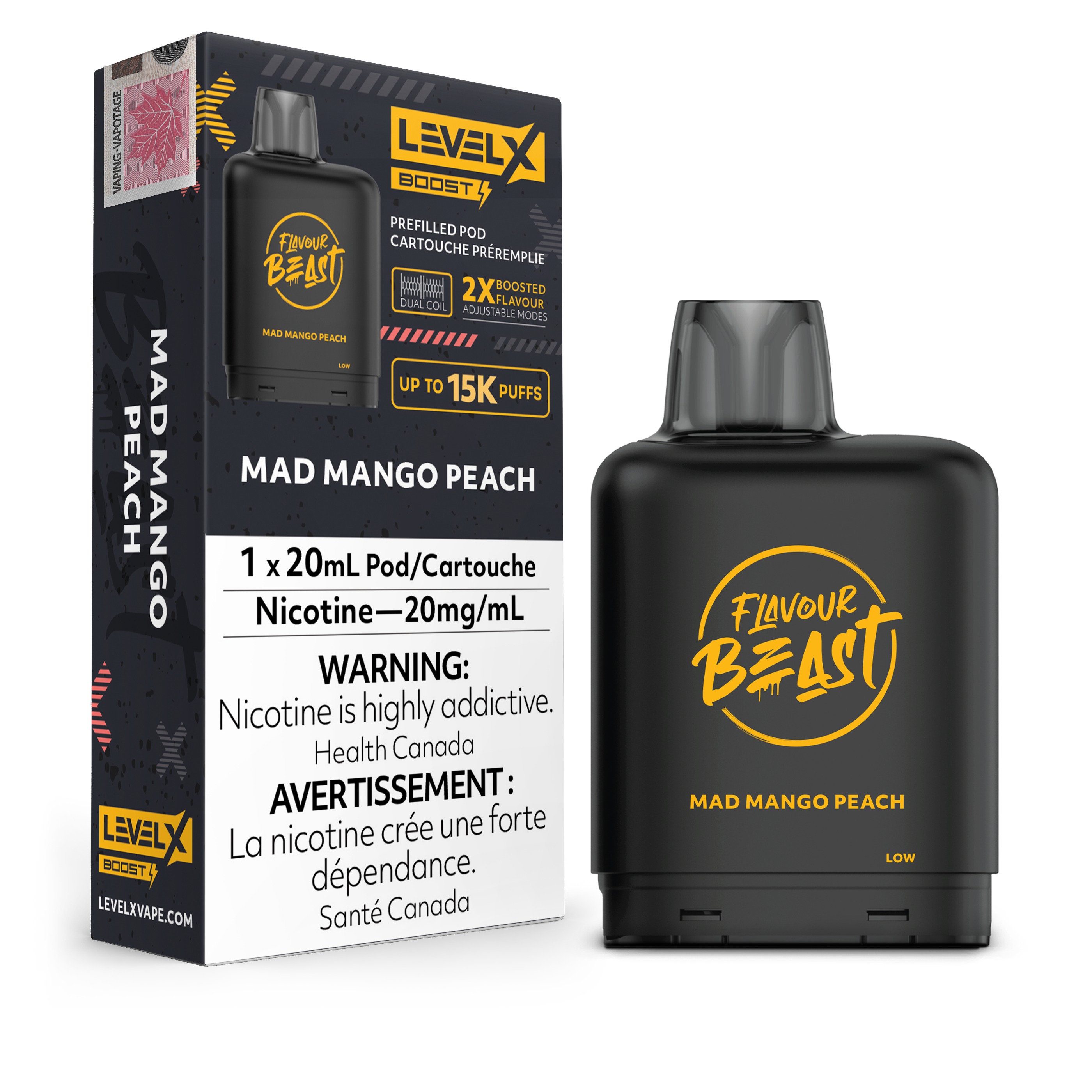 Level X - Flavour Beast Boost Pods (15k puffs) - Mad Mango Peach