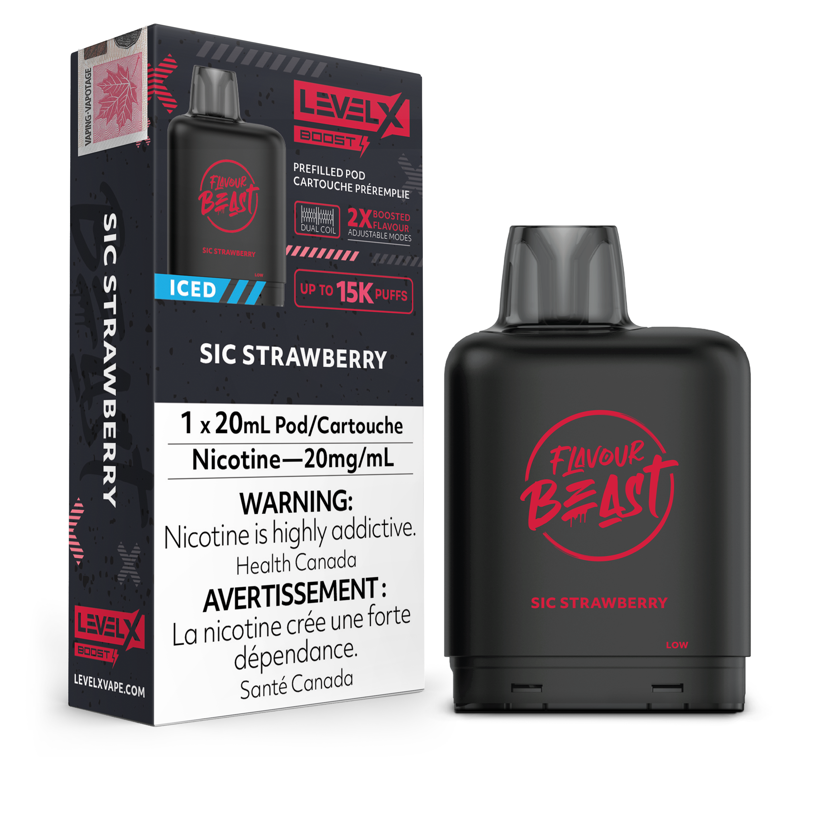 Level X - Flavour Beast Boost Pods (15k puffs) - Sic Strawberry Iced
