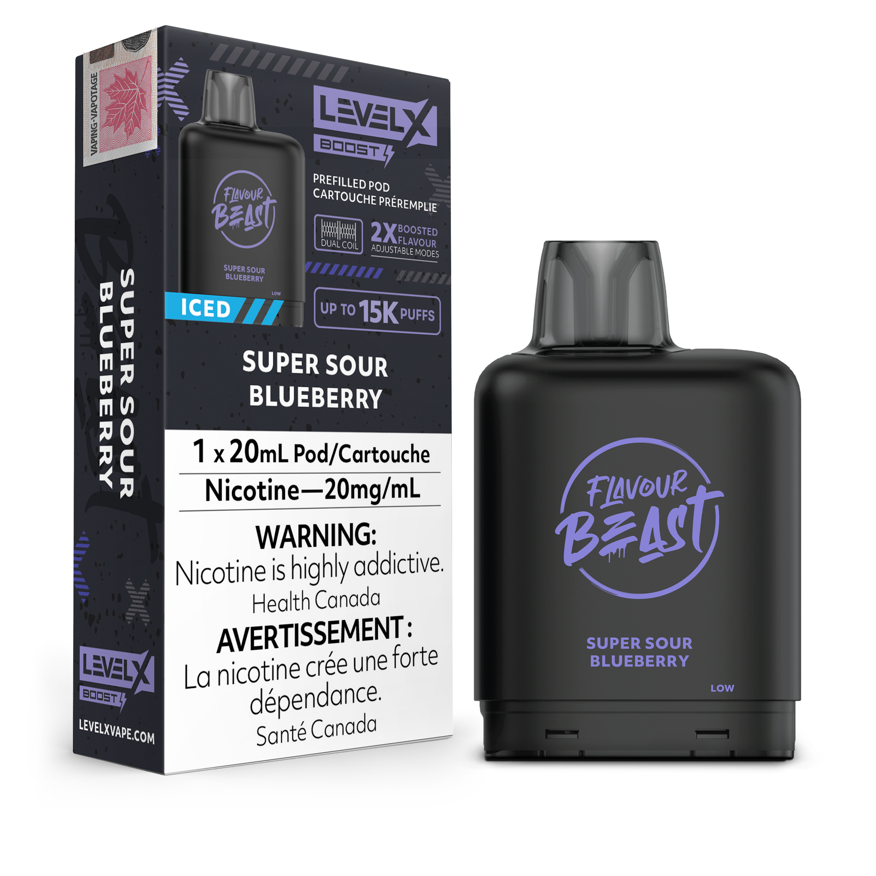 Level X - Flavour Beast Boost Pods (15k puffs) - Super Sour Blueberry Iced
