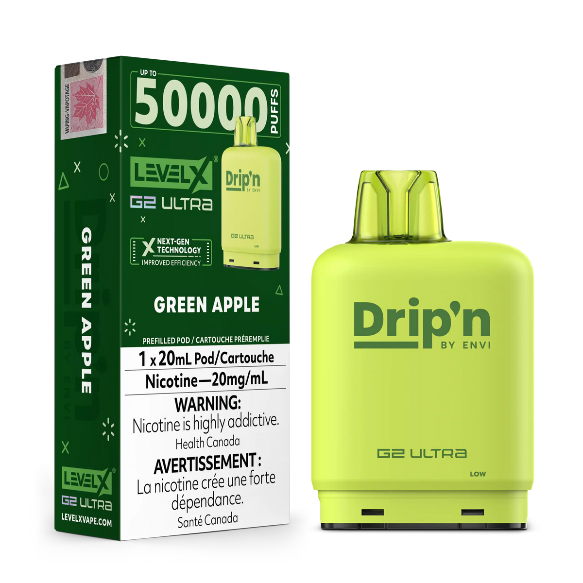 Green Apple by Level X Drip'n G2 Ultra 50K