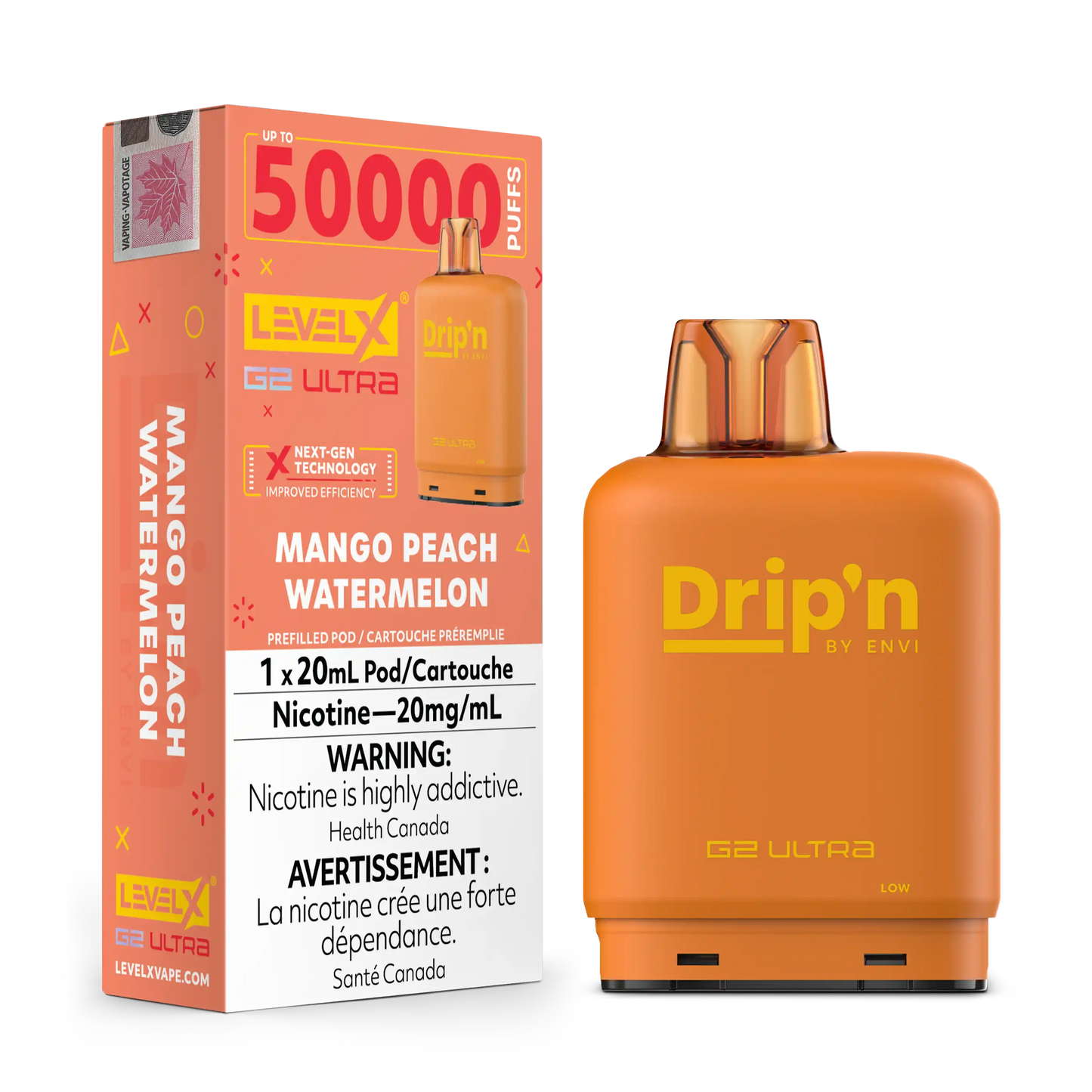 Mango Peach Watermelon by Level X Drip'n G2 Ultra 50K
