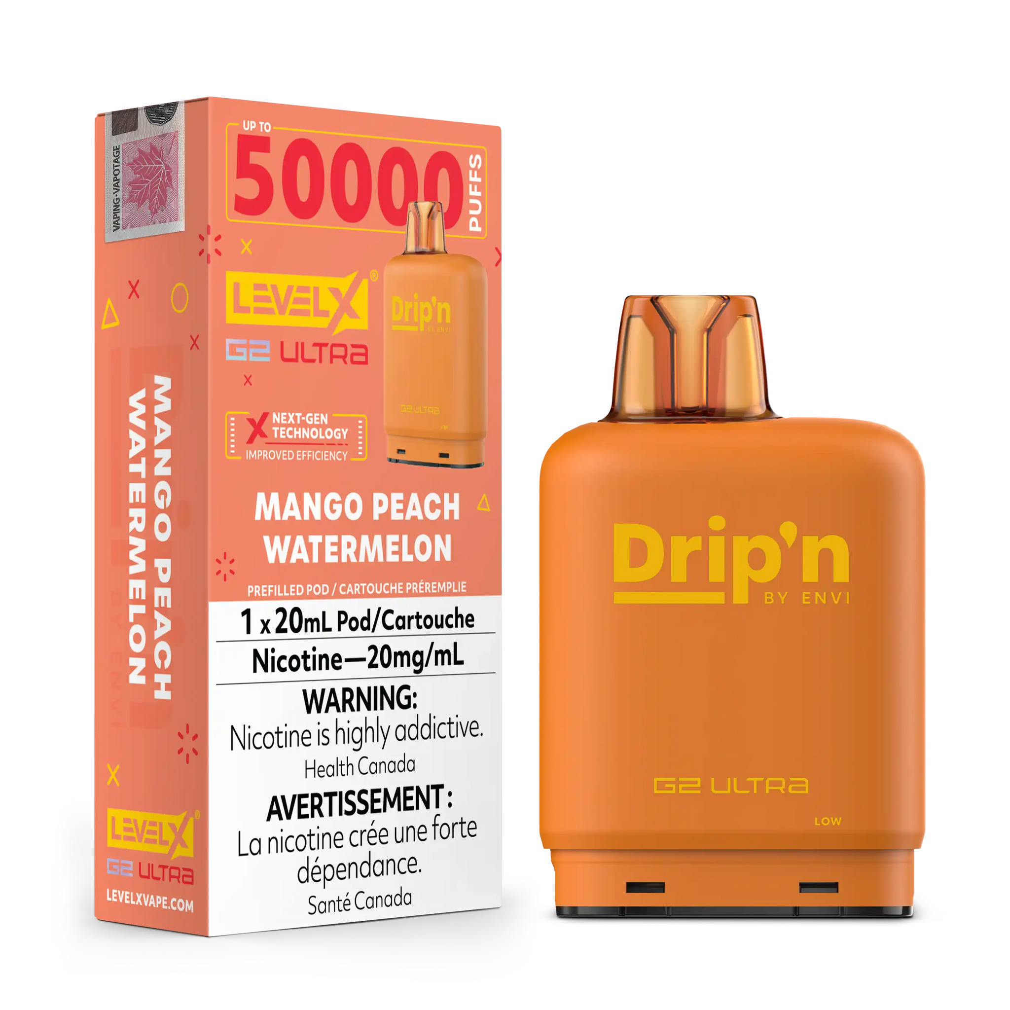 Mango Peach Watermelon by Level X Drip'n G2 Ultra 50K