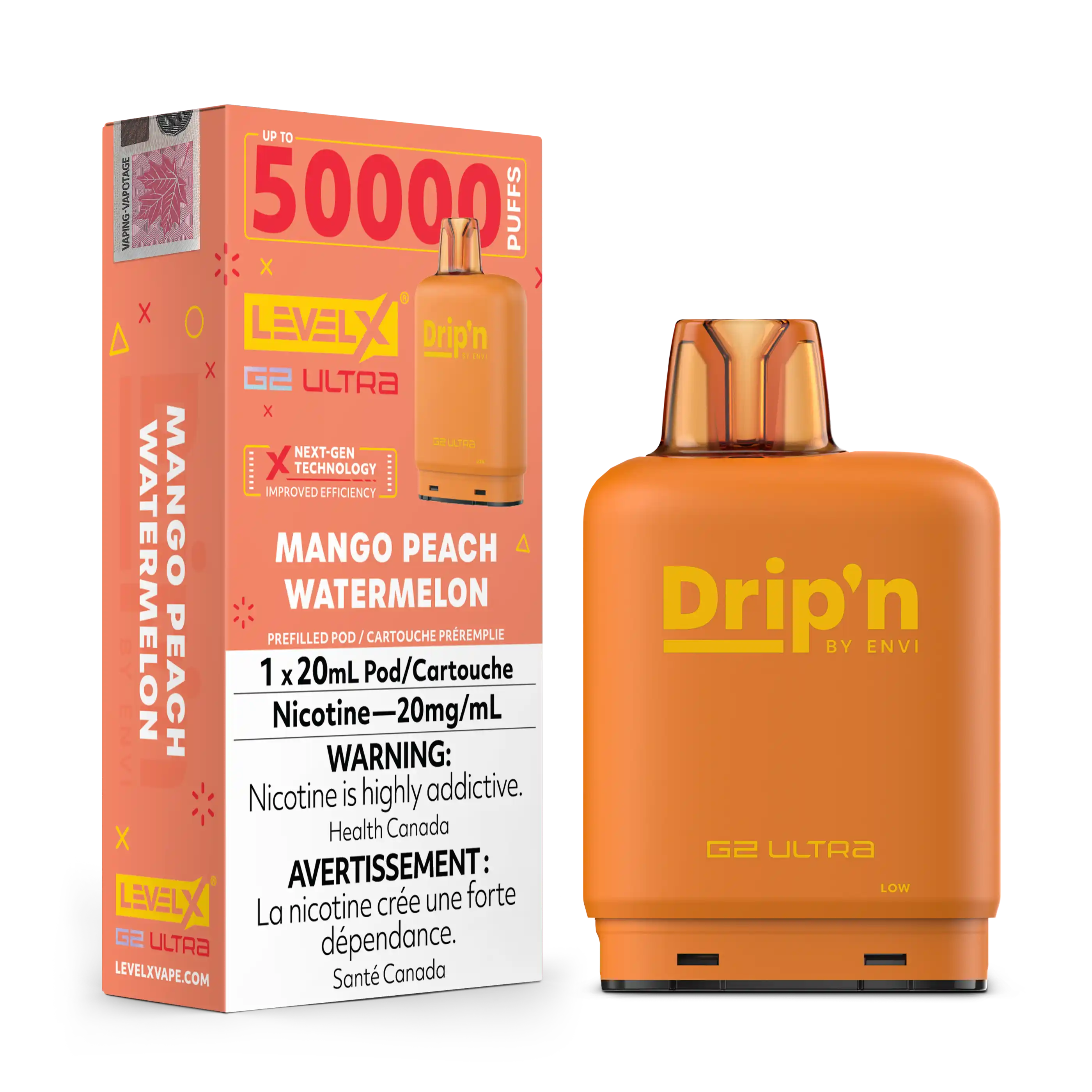 Mango Peach Watermelon by Level X Drip'n G2 Ultra 50K