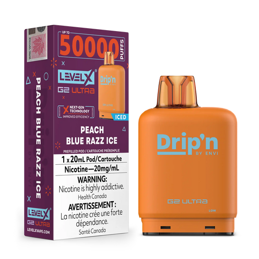 Peach Blue Razz Ice by Level X Drip'n G2 Ultra 50K
